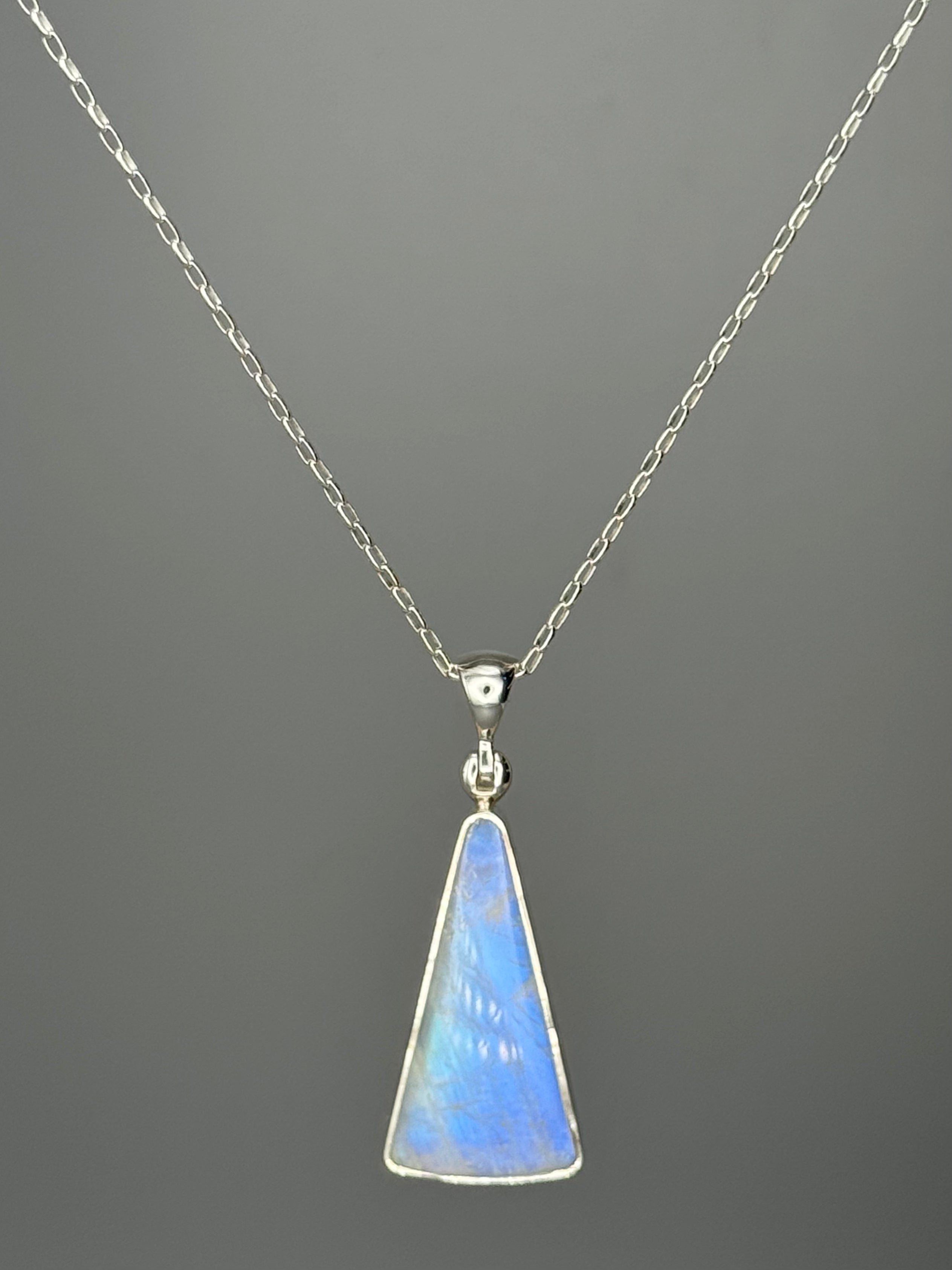 •RAINBOW MOONSTONE - SOFT TRIANGLE• sterling silver pendant