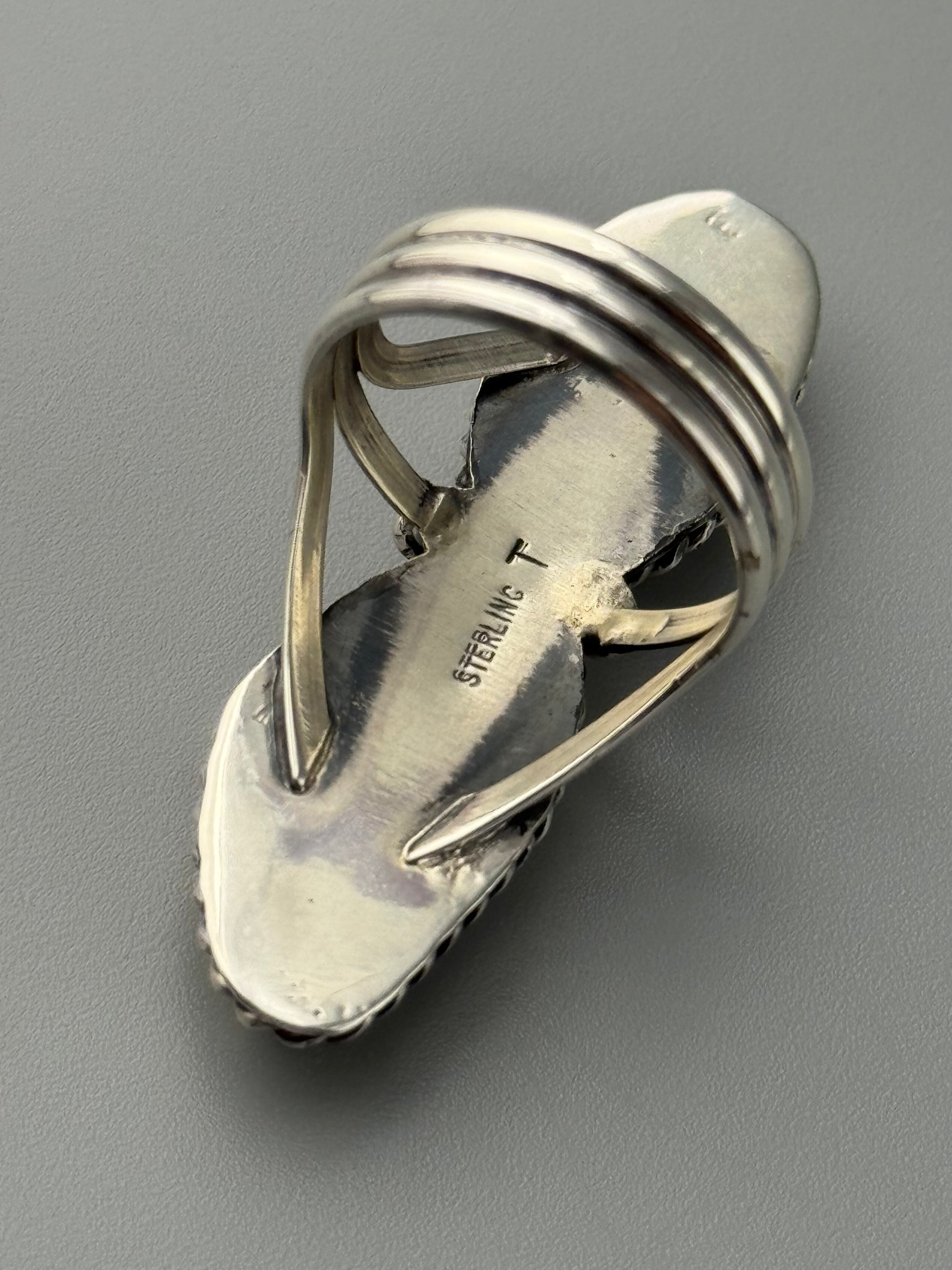 •WILD HORSE JASPER - NAAKI• Navajo silver ring (size 9.5)