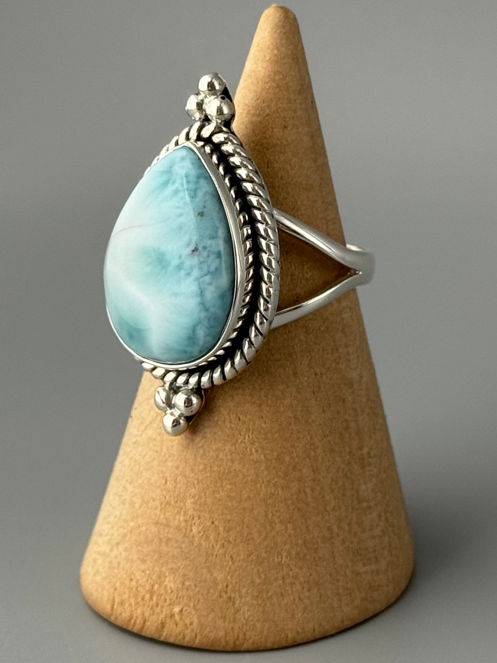 •LARIMAR - VANITY• roped bezel silver ring (various sizes)