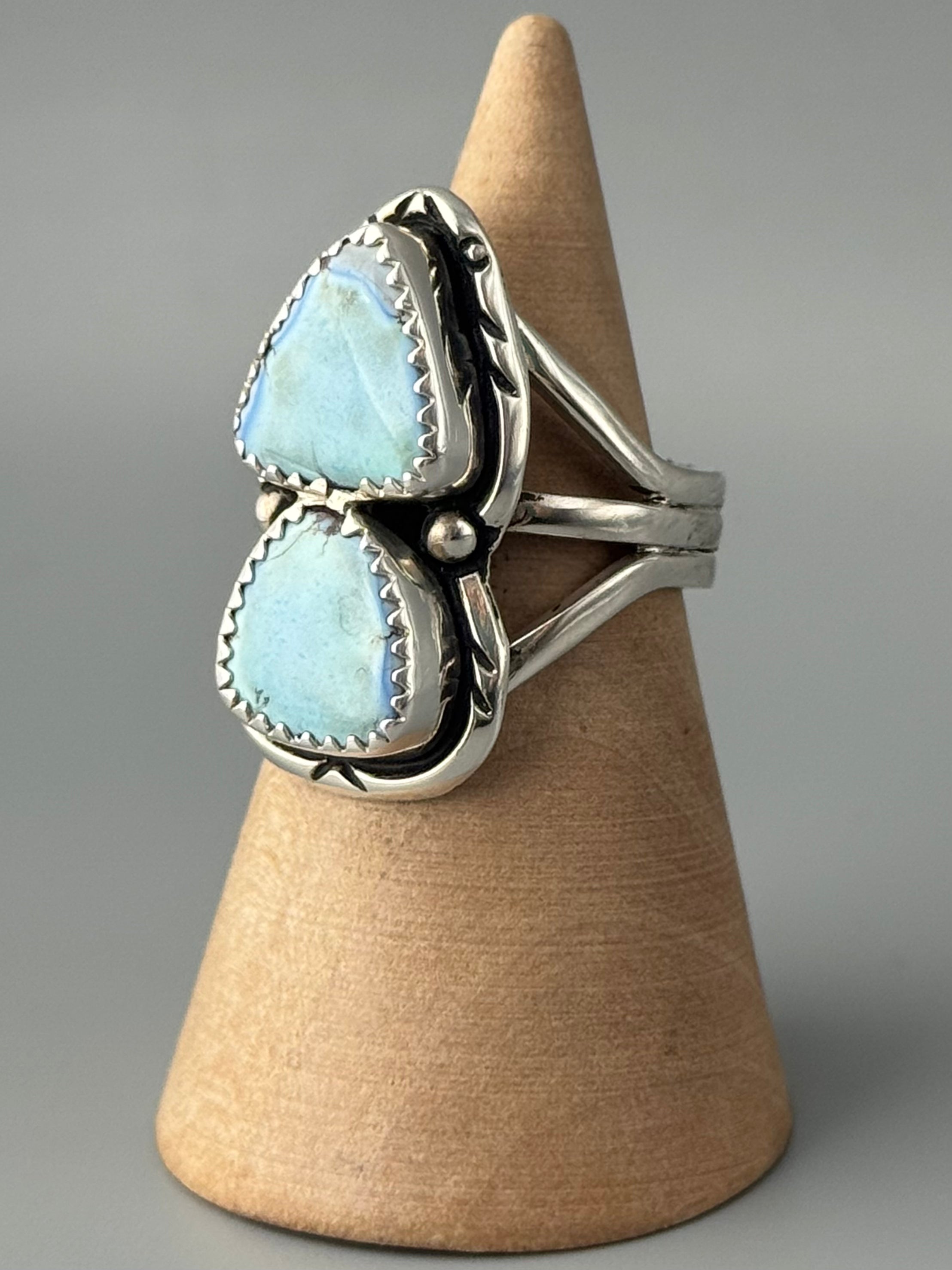 •GOLDEN HILL TURQUOISE - NAAKI - 1• Navajo silver ring (size 6.5)