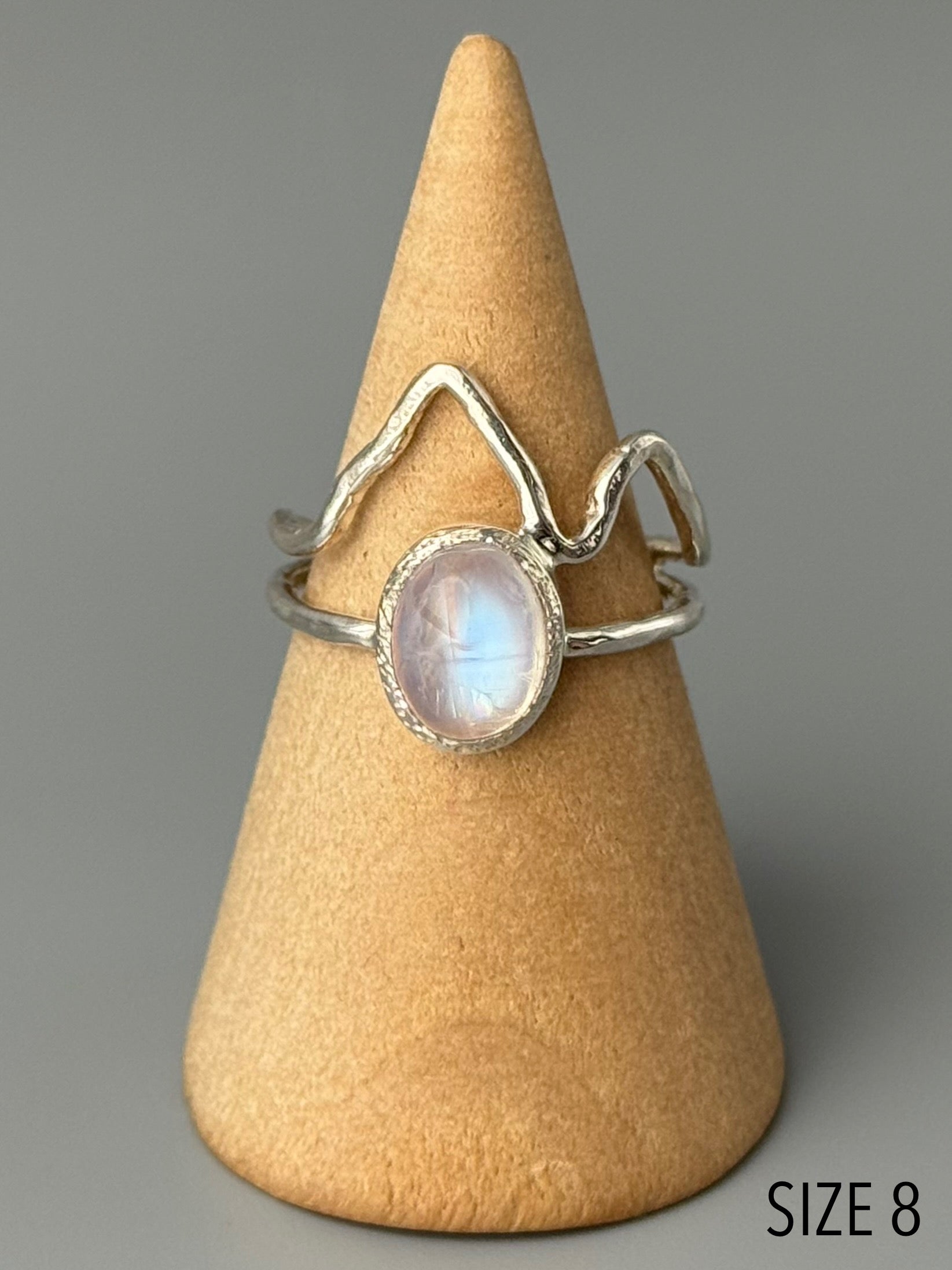 •RAINBOW MOONSTONE - RIDGELINE• silver ring (various sizes)