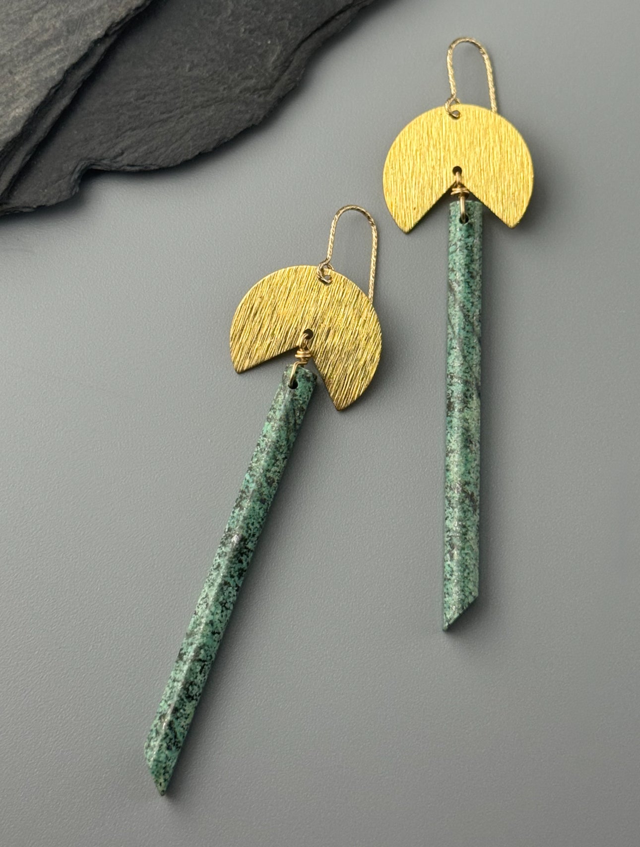 •PAC-MAN• african turquoise + gold earrings