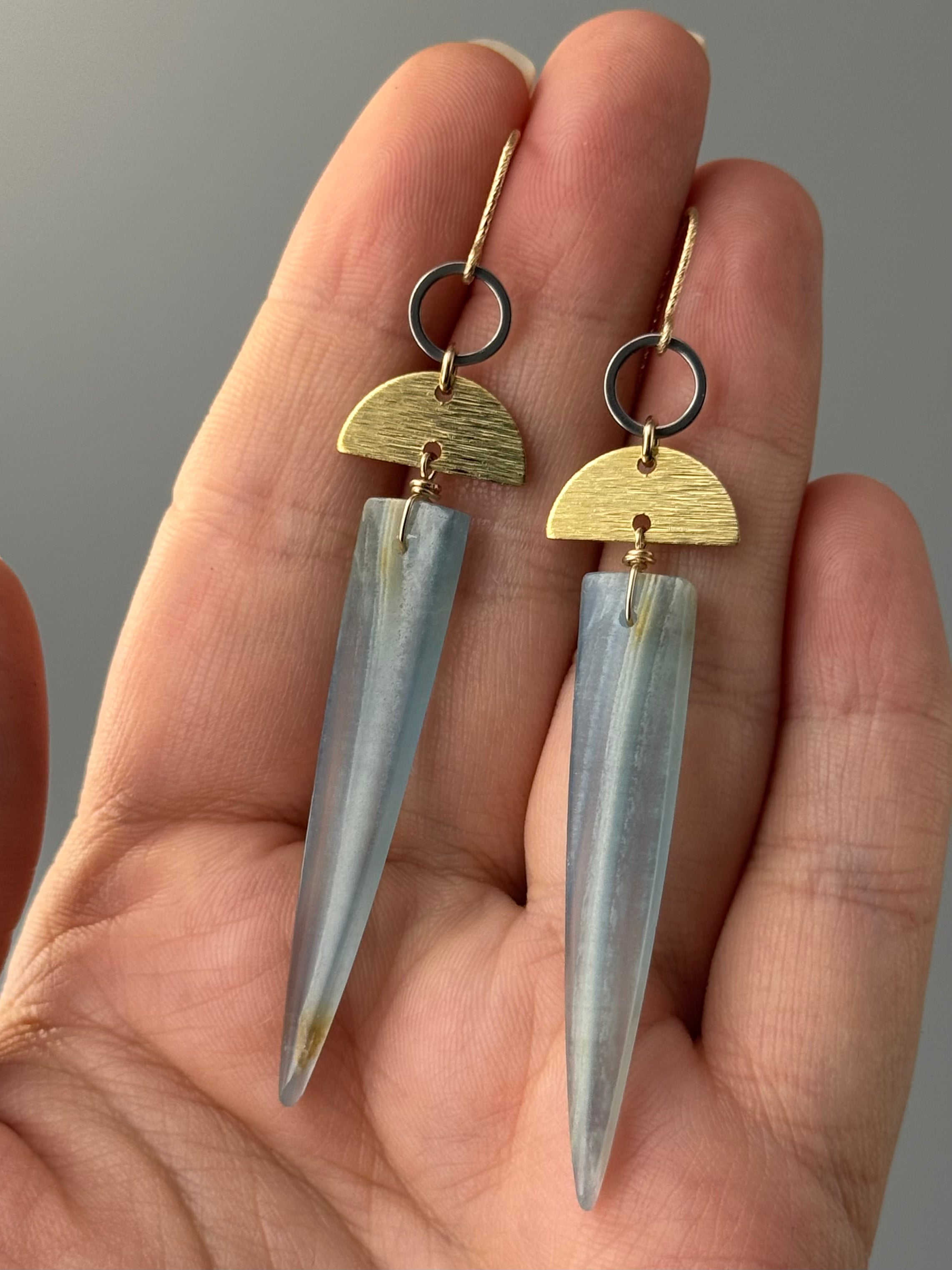 •NYX• blue calcite + mixed metal earrings