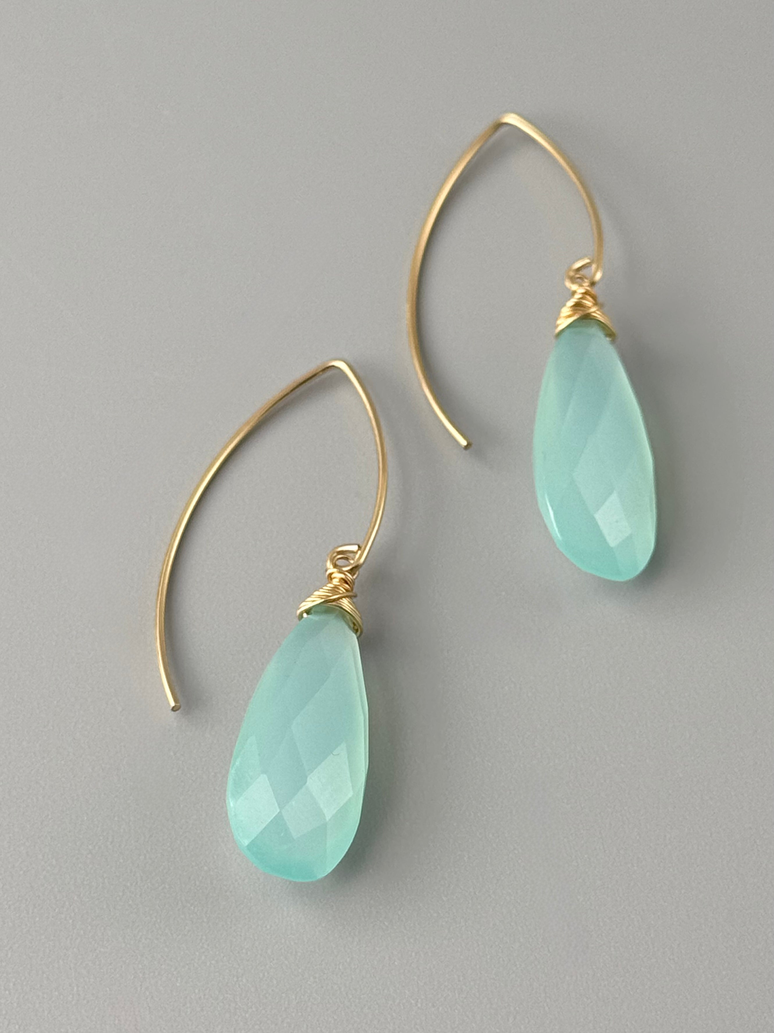 •STRAY• aqua chalcedony + gold earrings