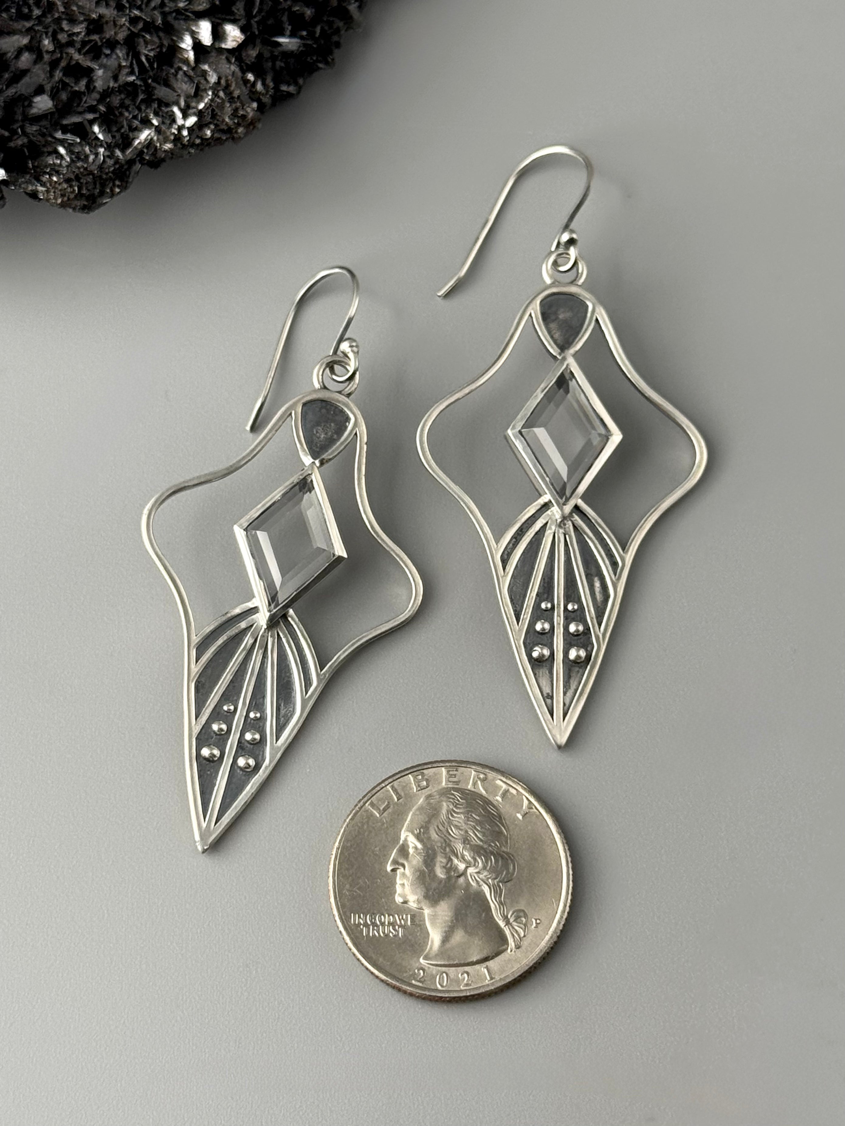 •MIND'S EYE• quartz + silver dangle earrings