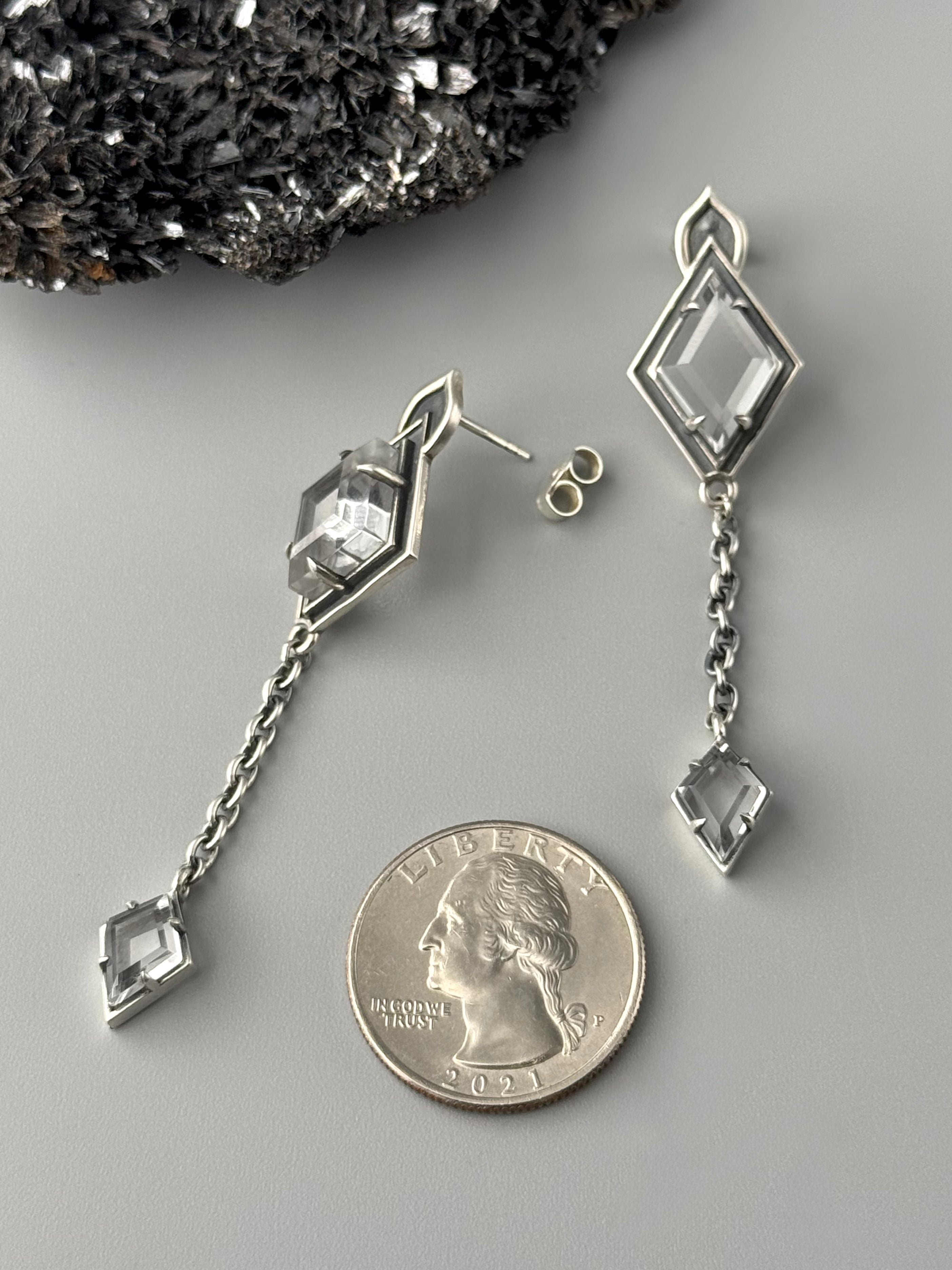 •DREAM DROP• quartz + silver post earrings