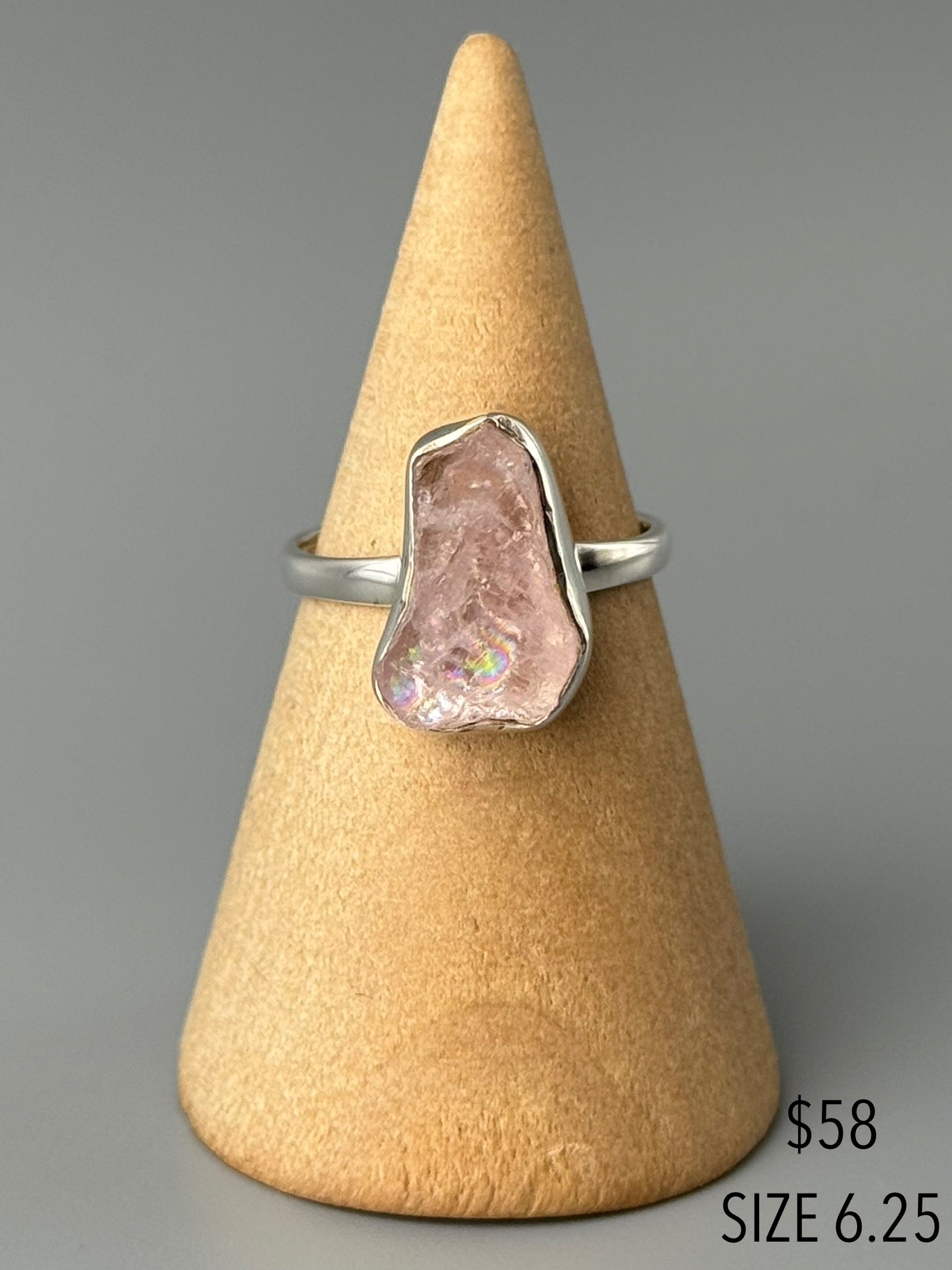 •MORGANITE - NUGGET• silver ring (various sizes)