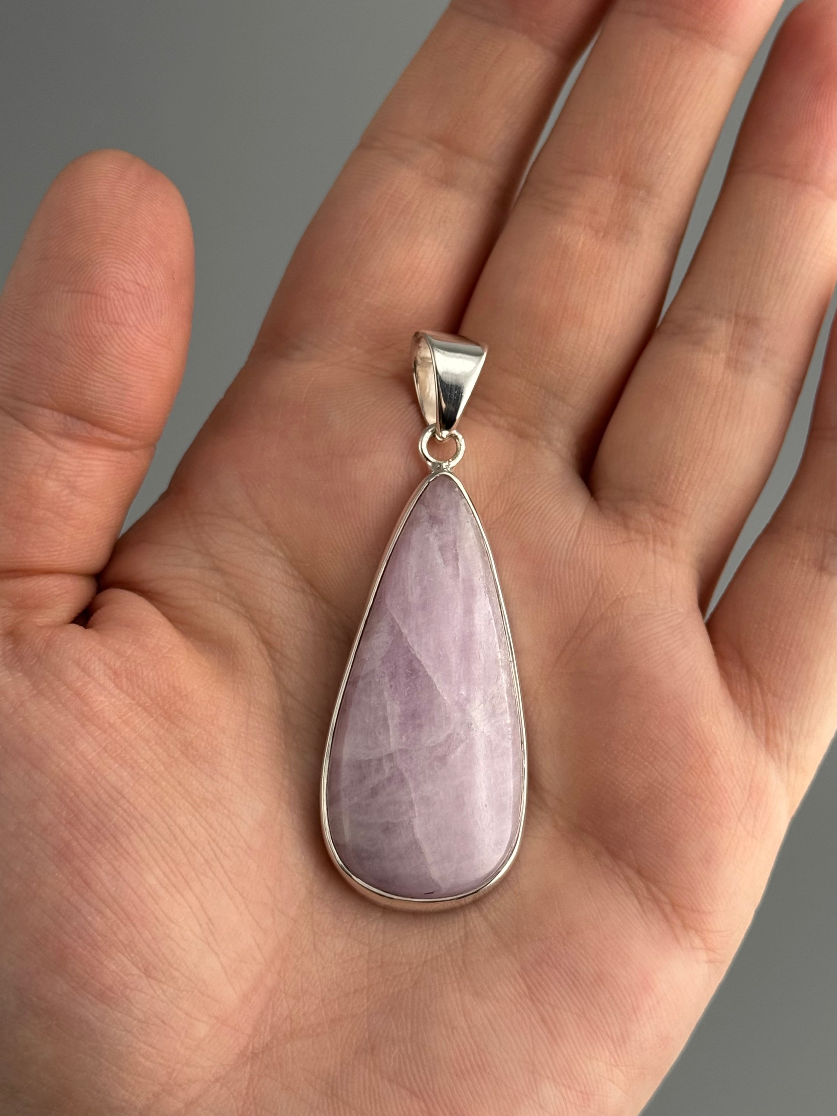 •KUNZITE - TEARDROP• sterling silver pendant