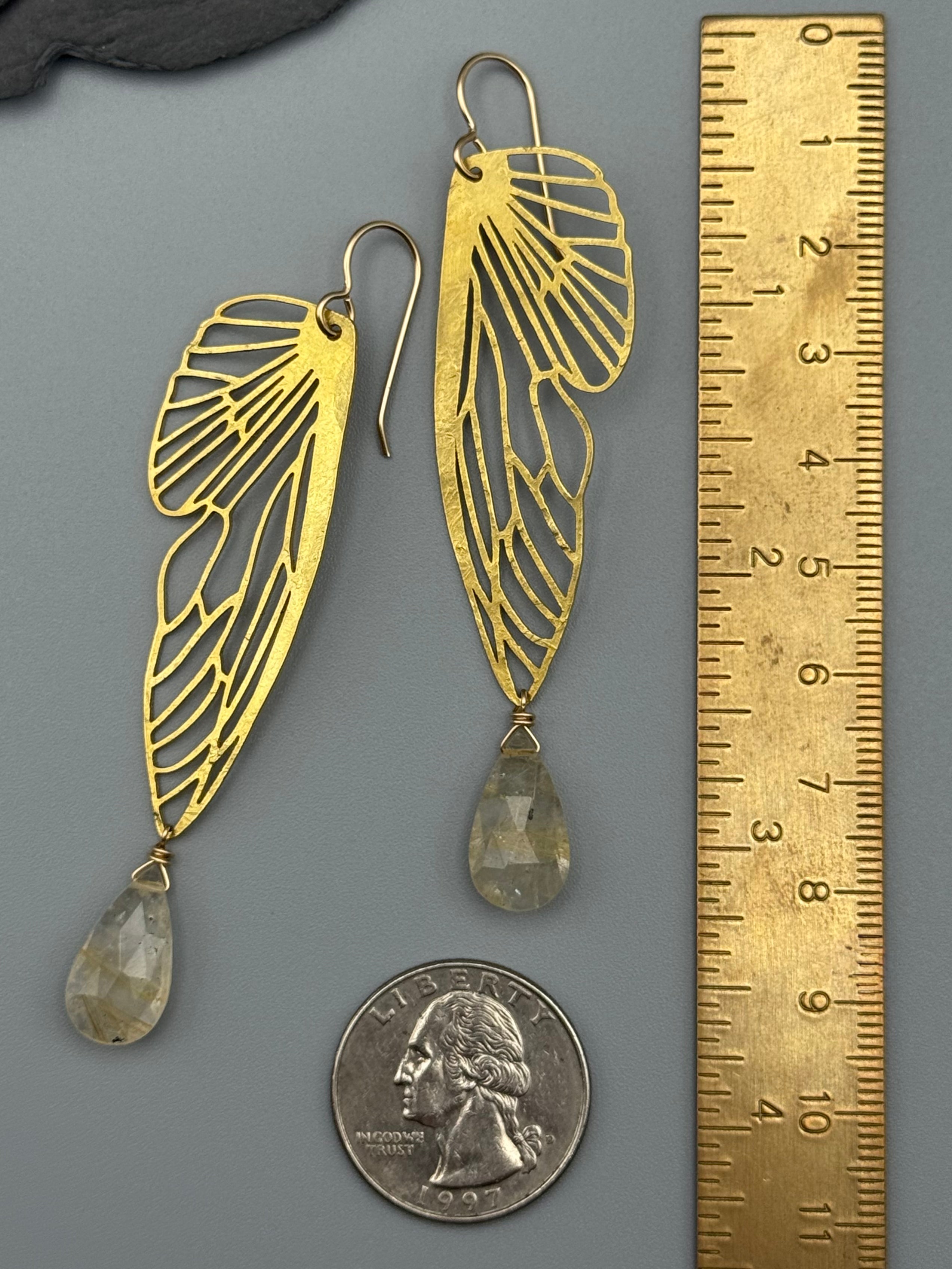 •METAMORPH• rutilated quartz + gold earrings