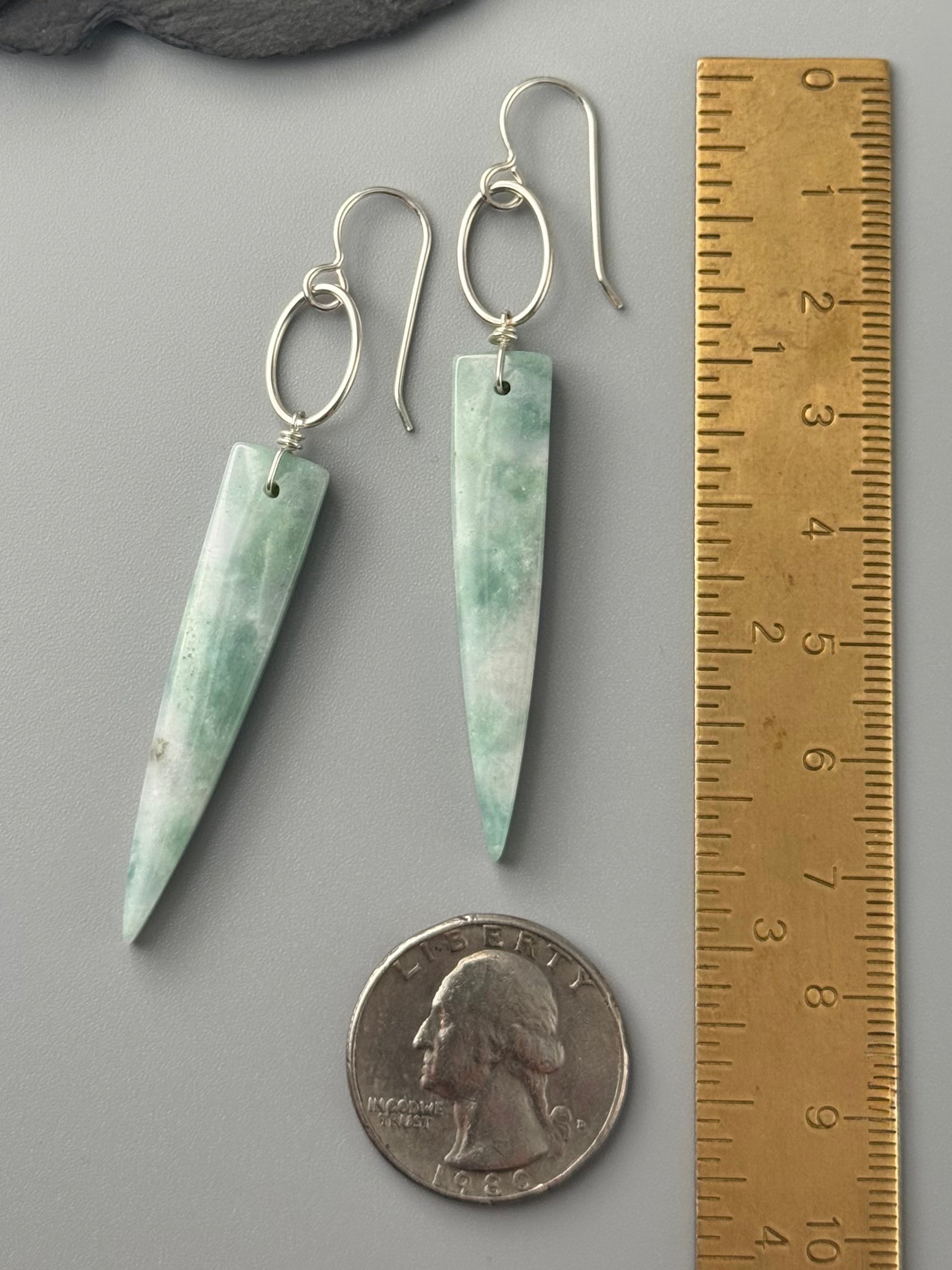 •LUNA• green mountain jade + silver earrings