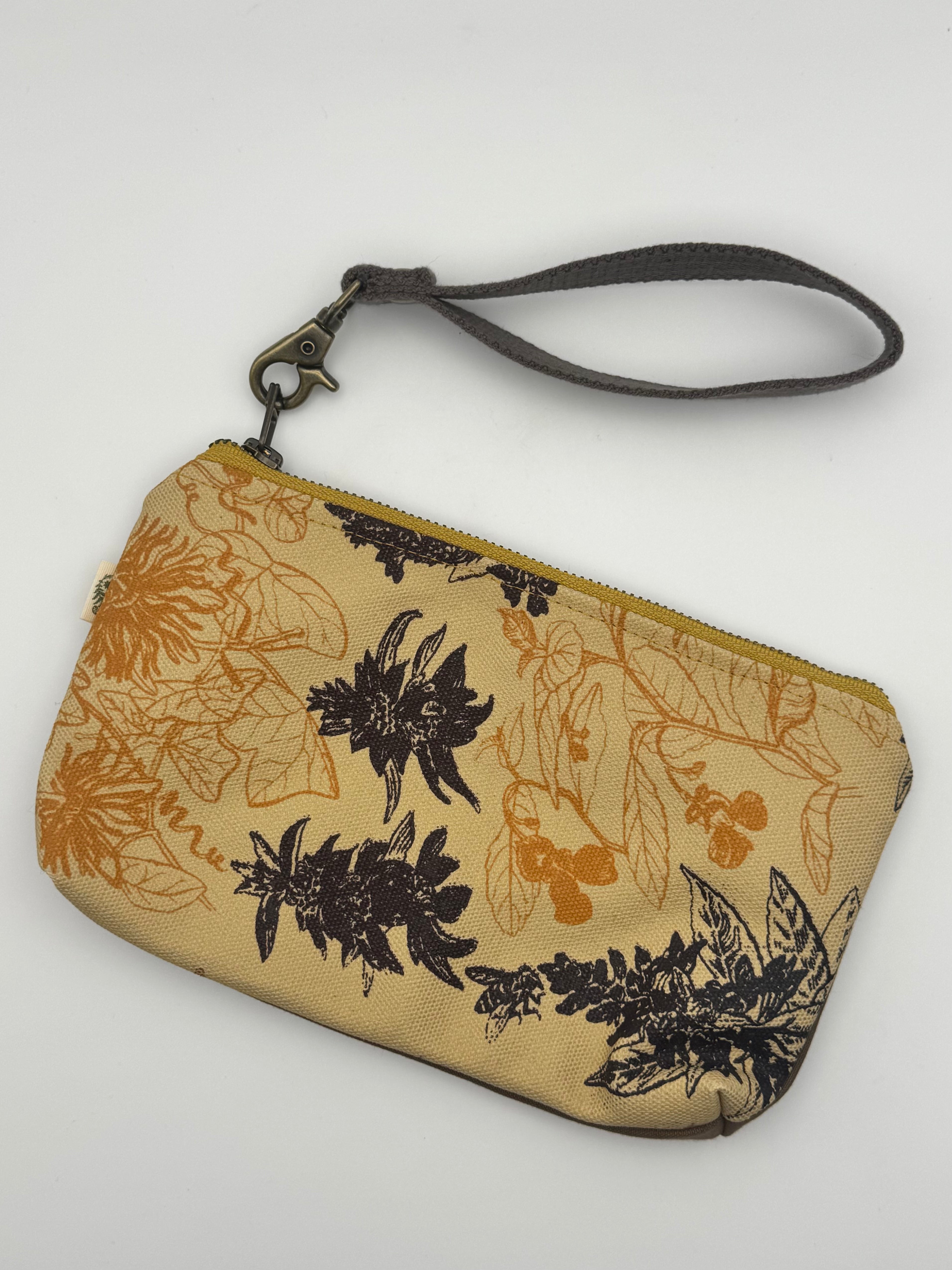 •MIDI WRISTLET - WILDFLOWERS• waxed canvas clutch