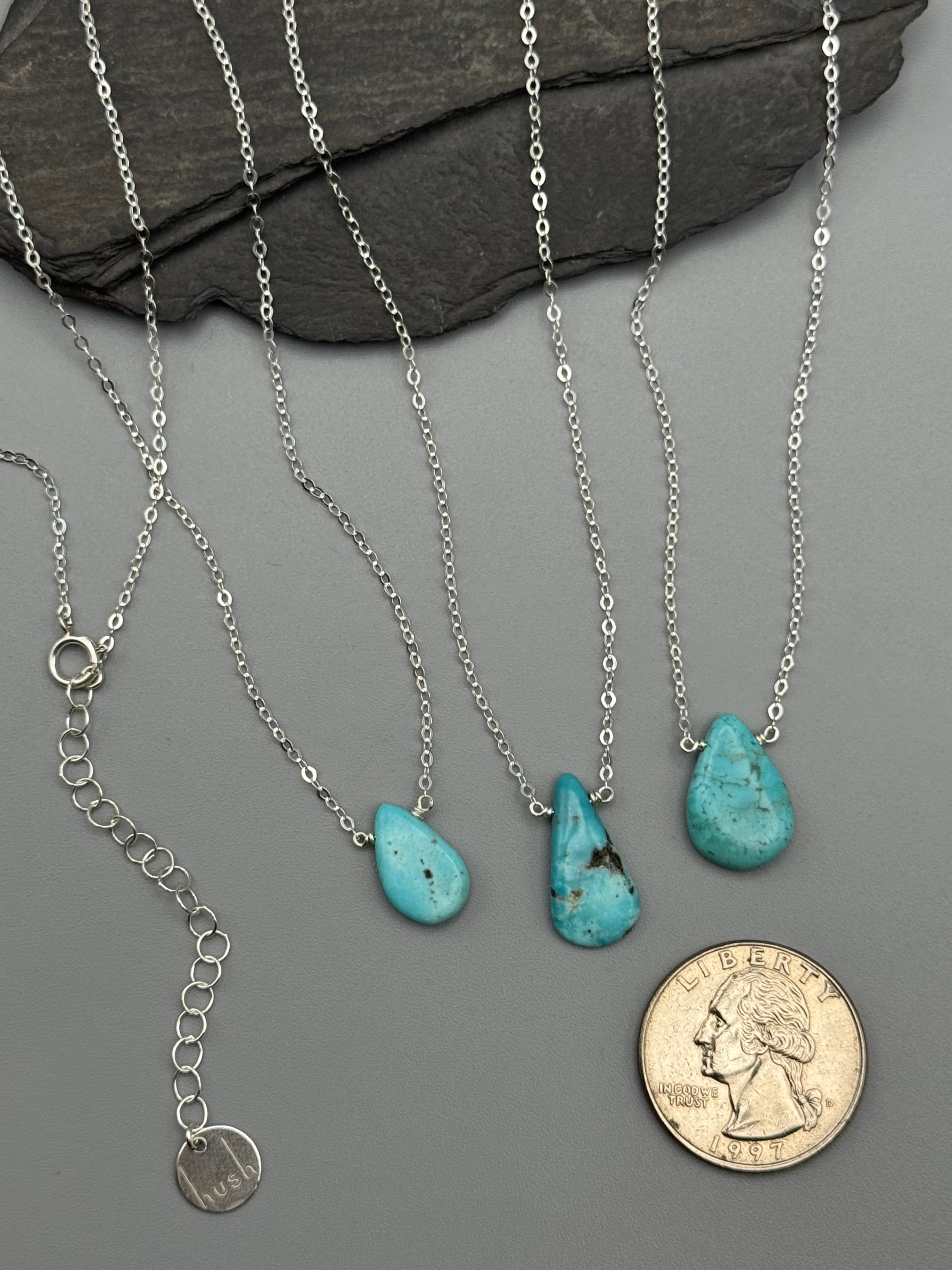 •STRAY• blue turquoise teardrop + silver necklace (various lengths)