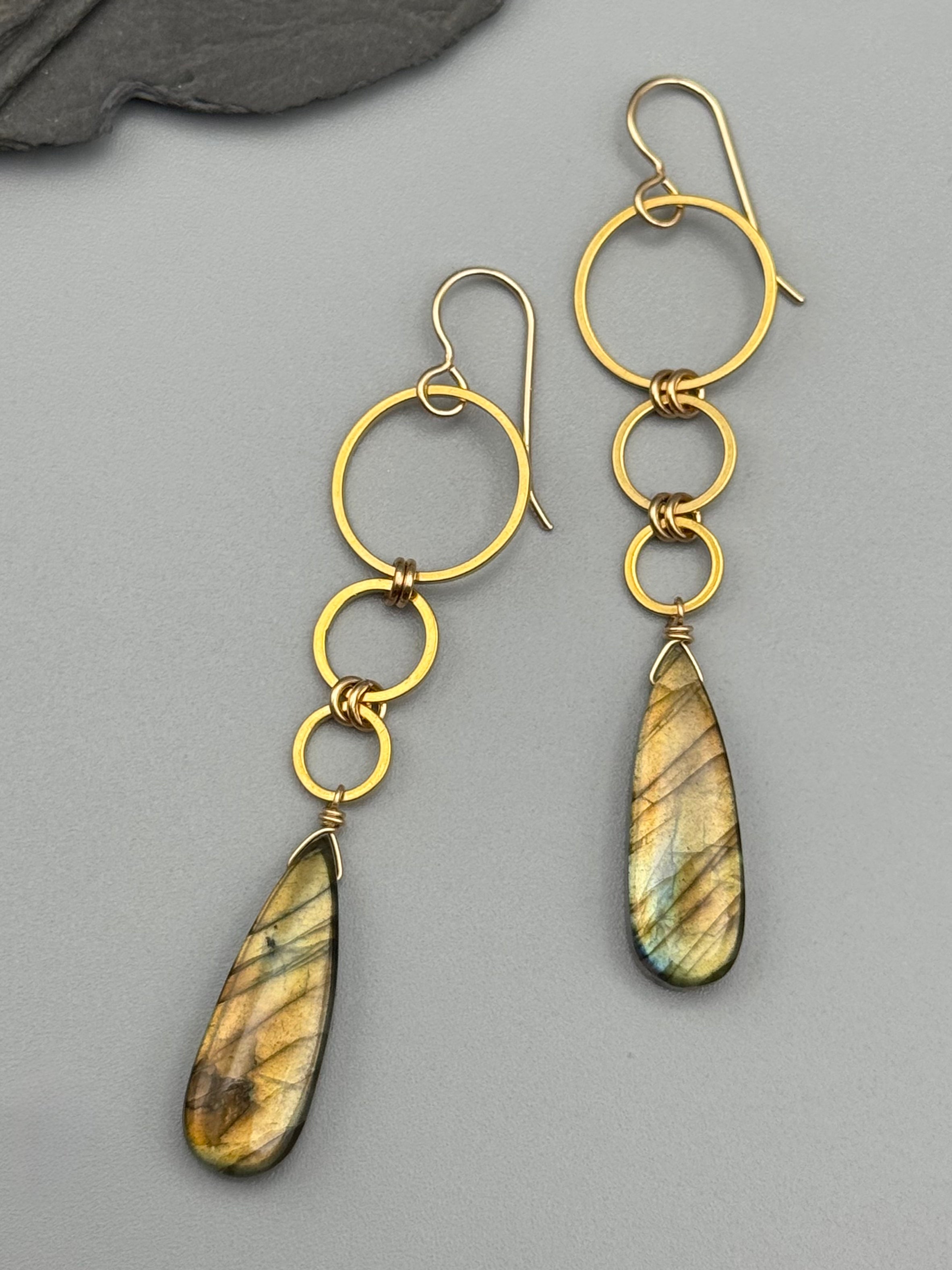 •6 OF CUPS• golden labradorite + gold earrings
