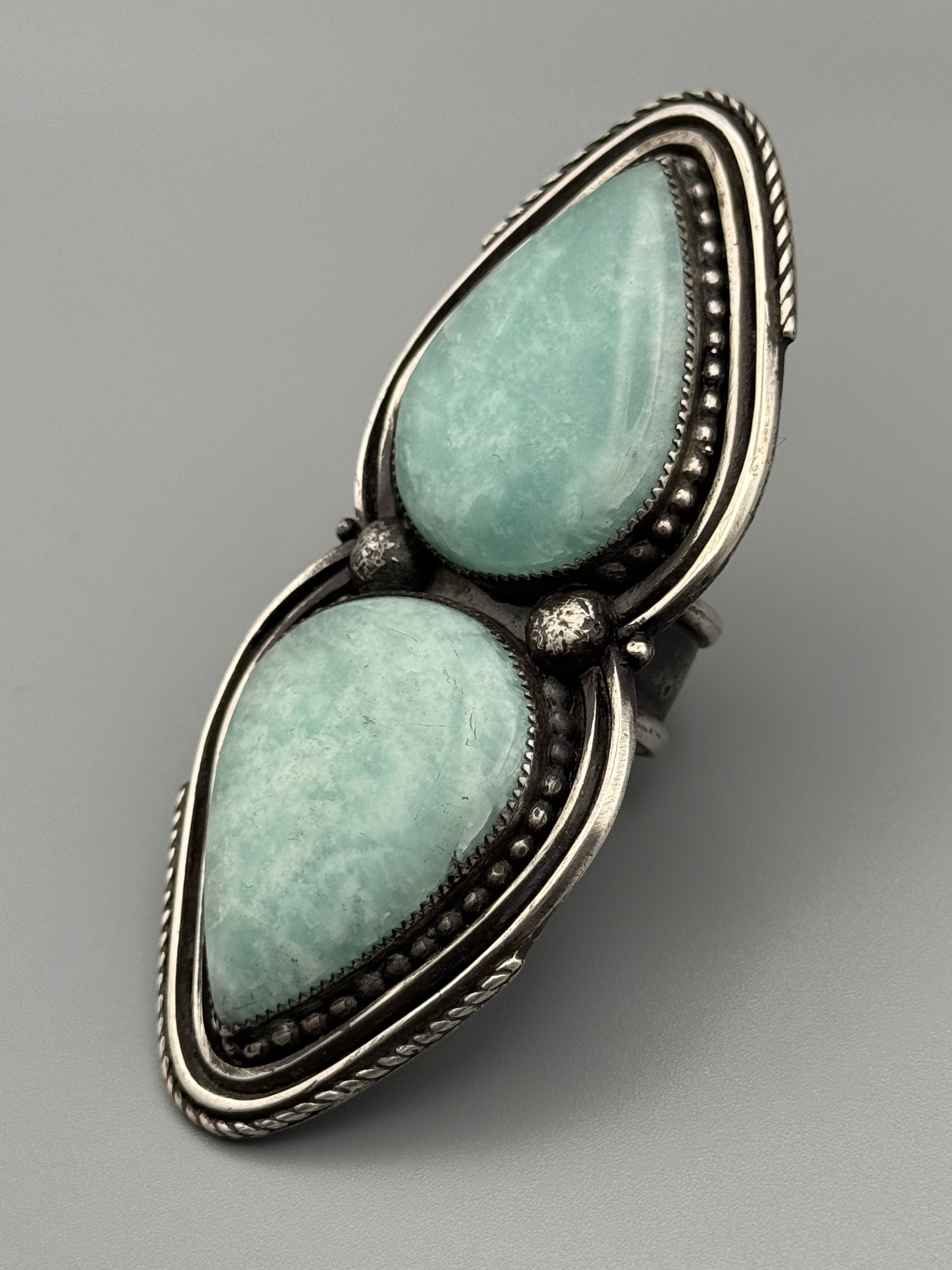•DOUBLE TROUBLE• amazonite + silver ring (size 7.75)