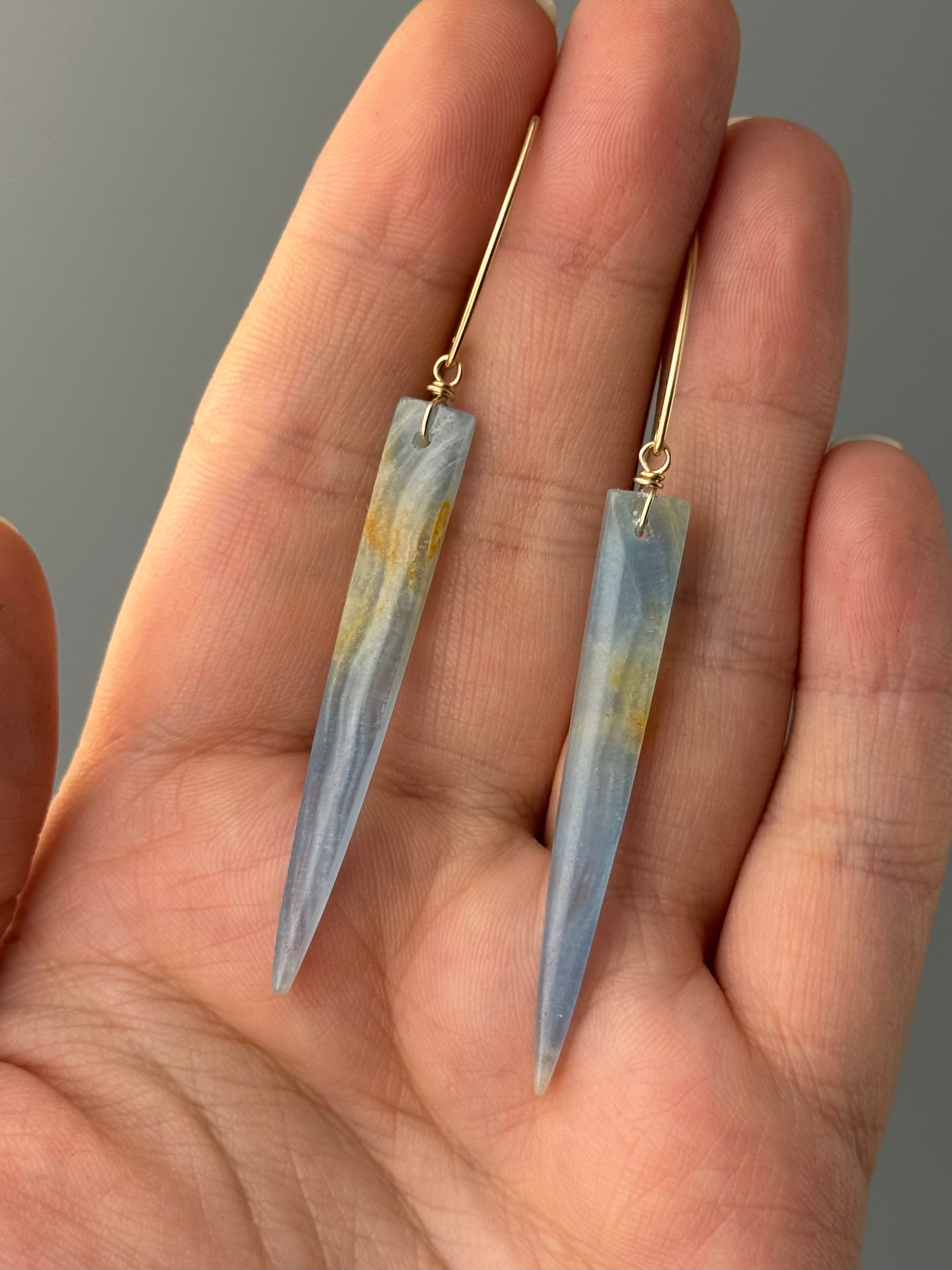 •STRAY• blue calcite + gold earrings