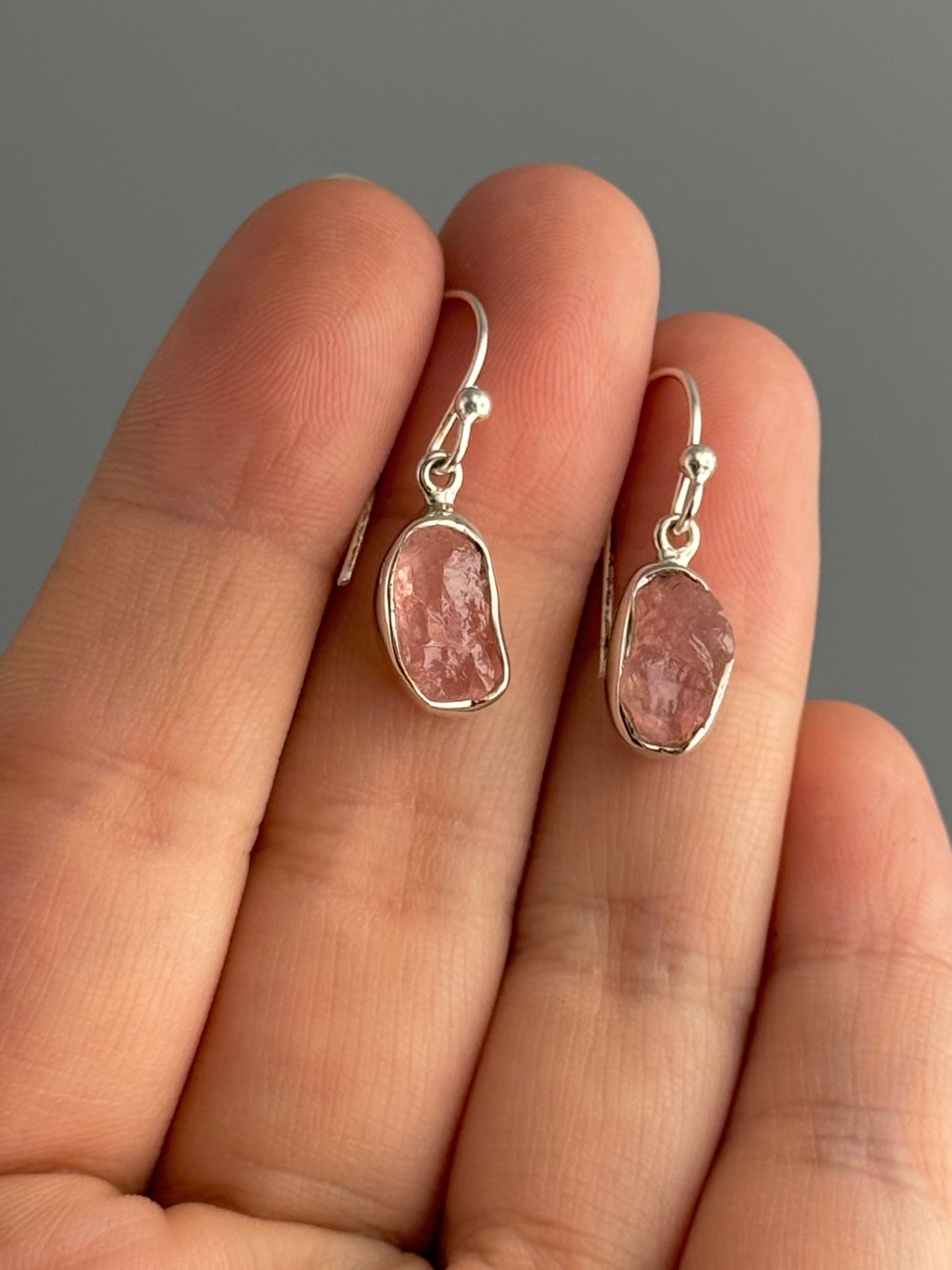 •ROSE QUARTZ - FREEFORMS• silver dangle earrings