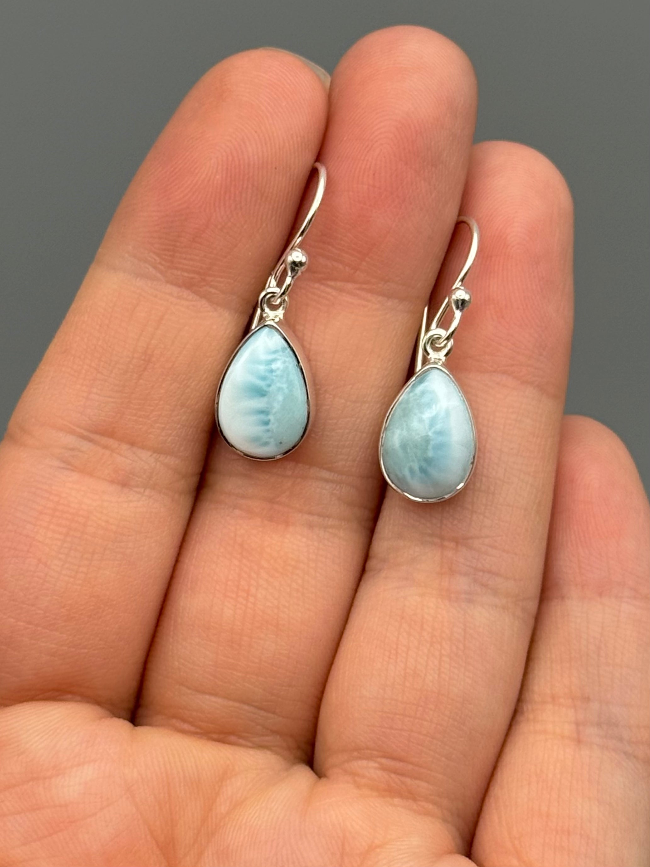 •LARIMAR - TEARDROP• silver dangle earrings
