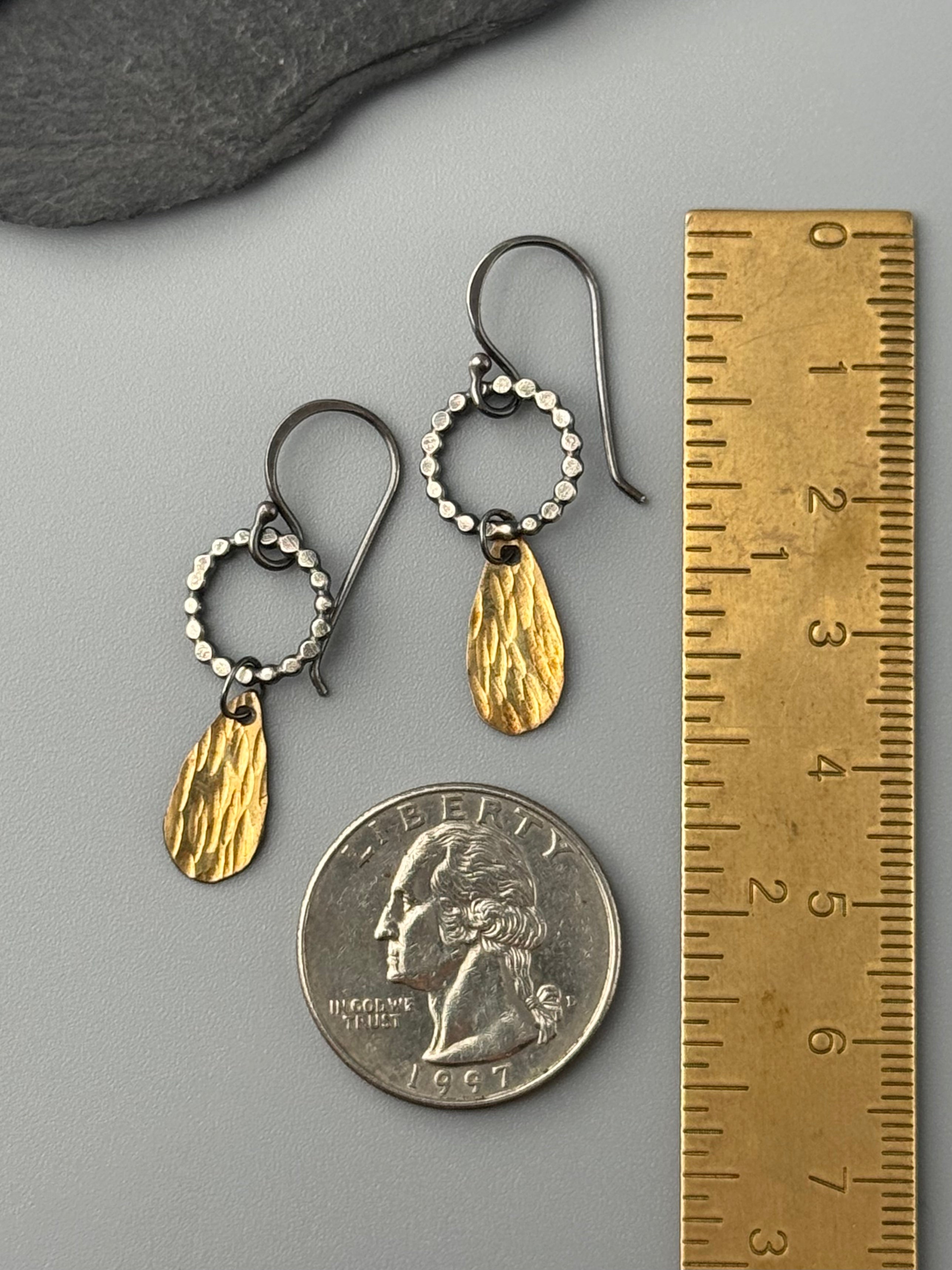 •DROPS• mixed metal dangle earrings