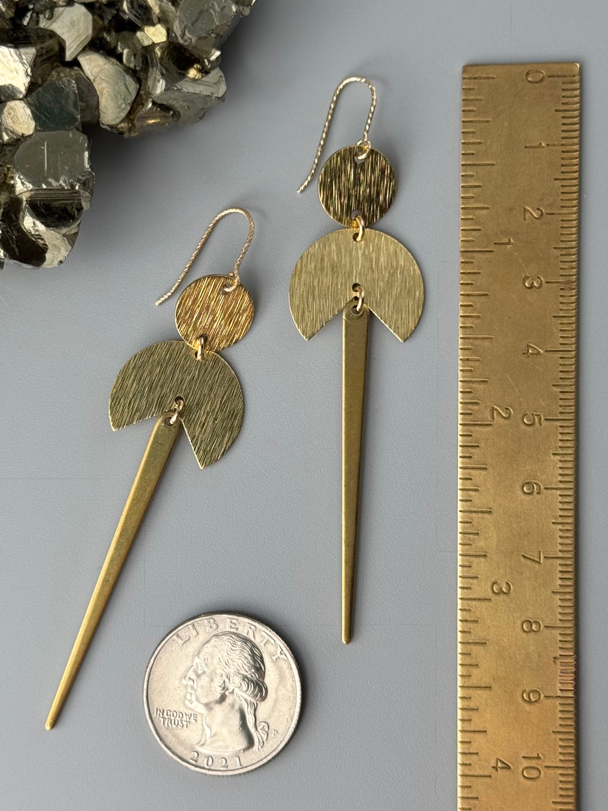 •PACMAN DAGGERS• gold dangle earrings
