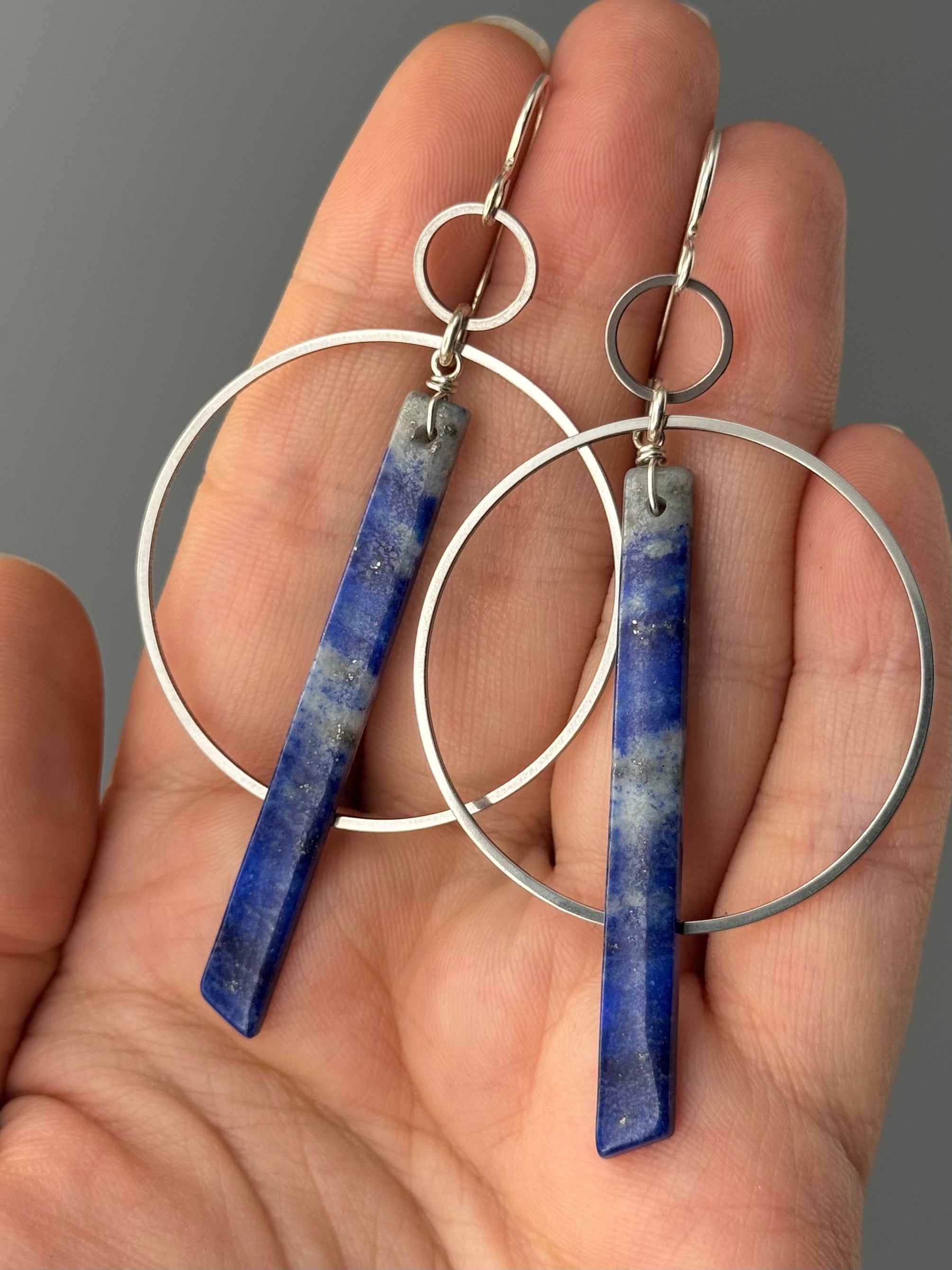 •EQUA-ORBIT• lapis lazuli + silver earrings