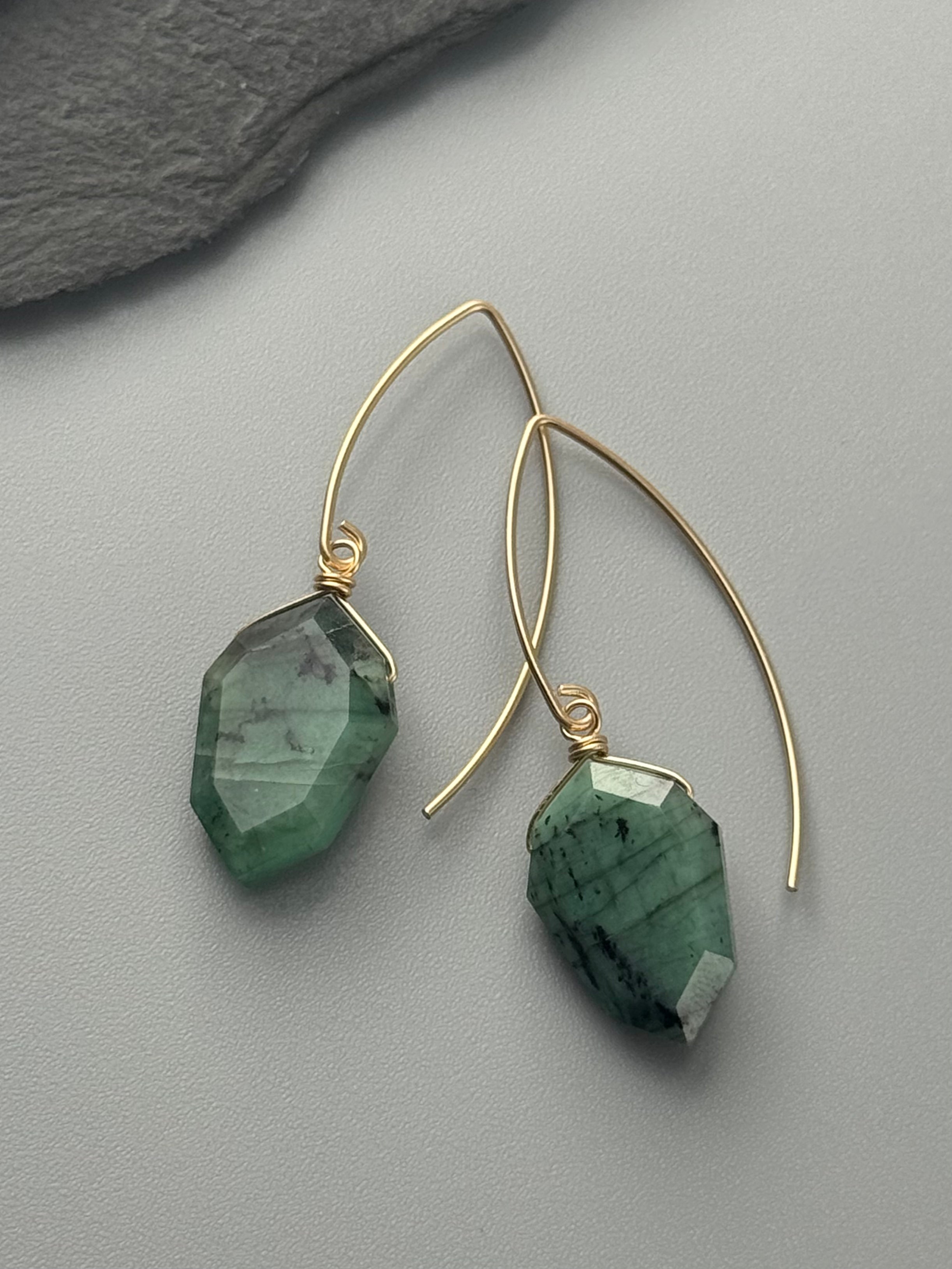 •STRAY• emerald + gold earrings