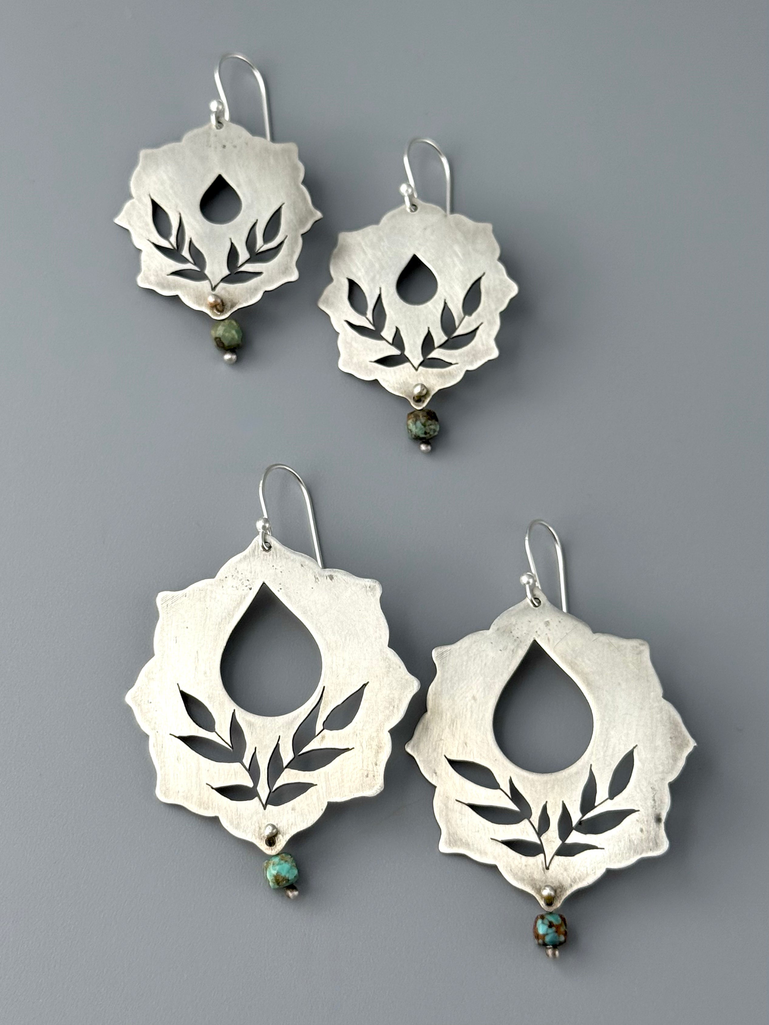 •SWEETGRASS FLOWER• turquoise + silver dangle earrings
