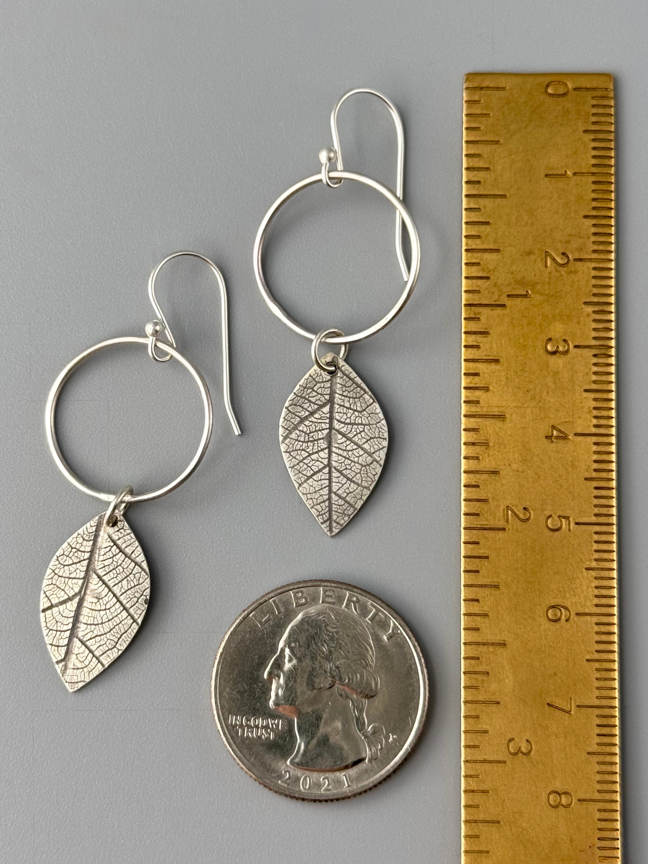 •LEAF MOON• silver dangle earrings