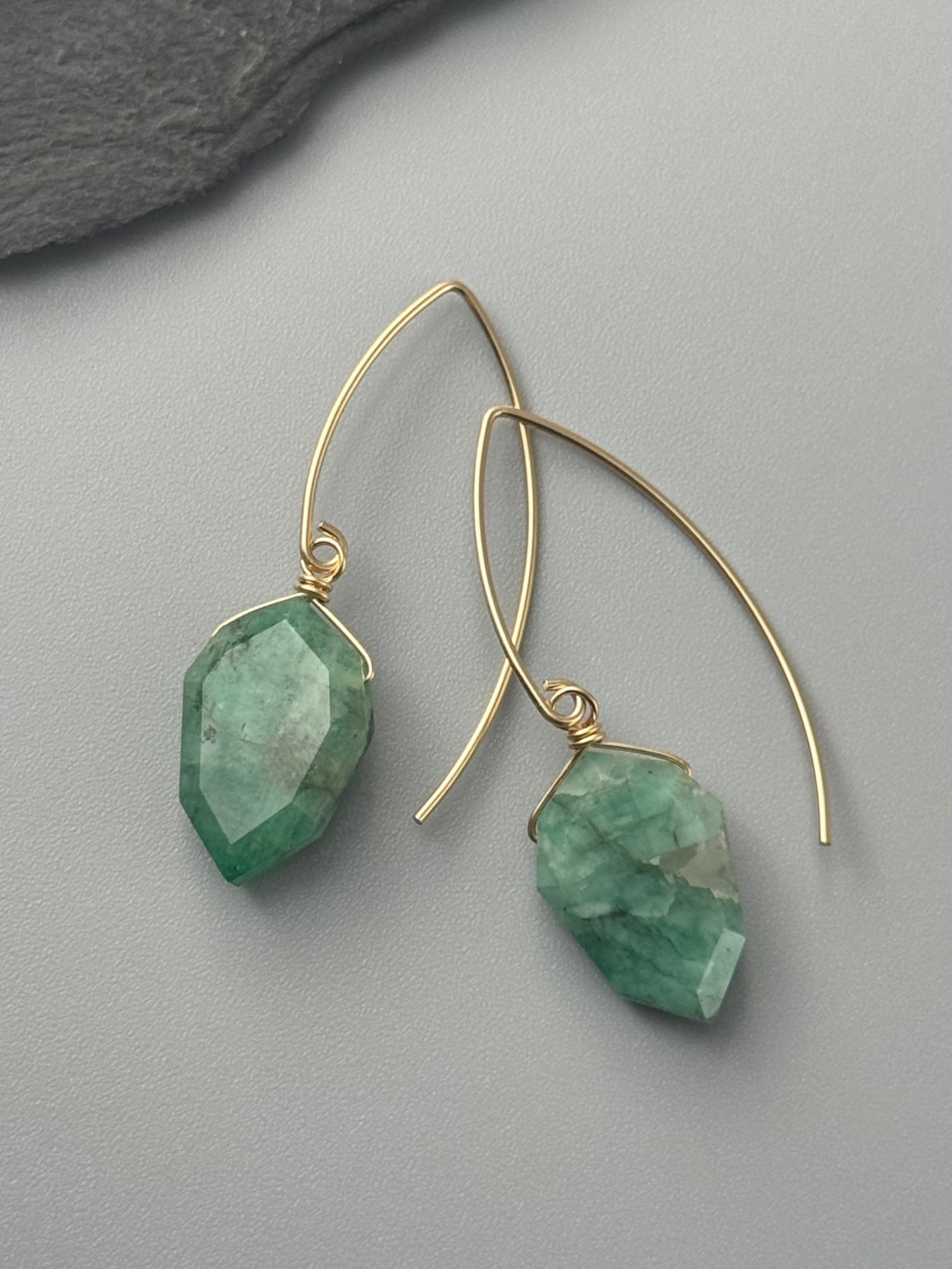 •STRAY• emerald + gold earrings
