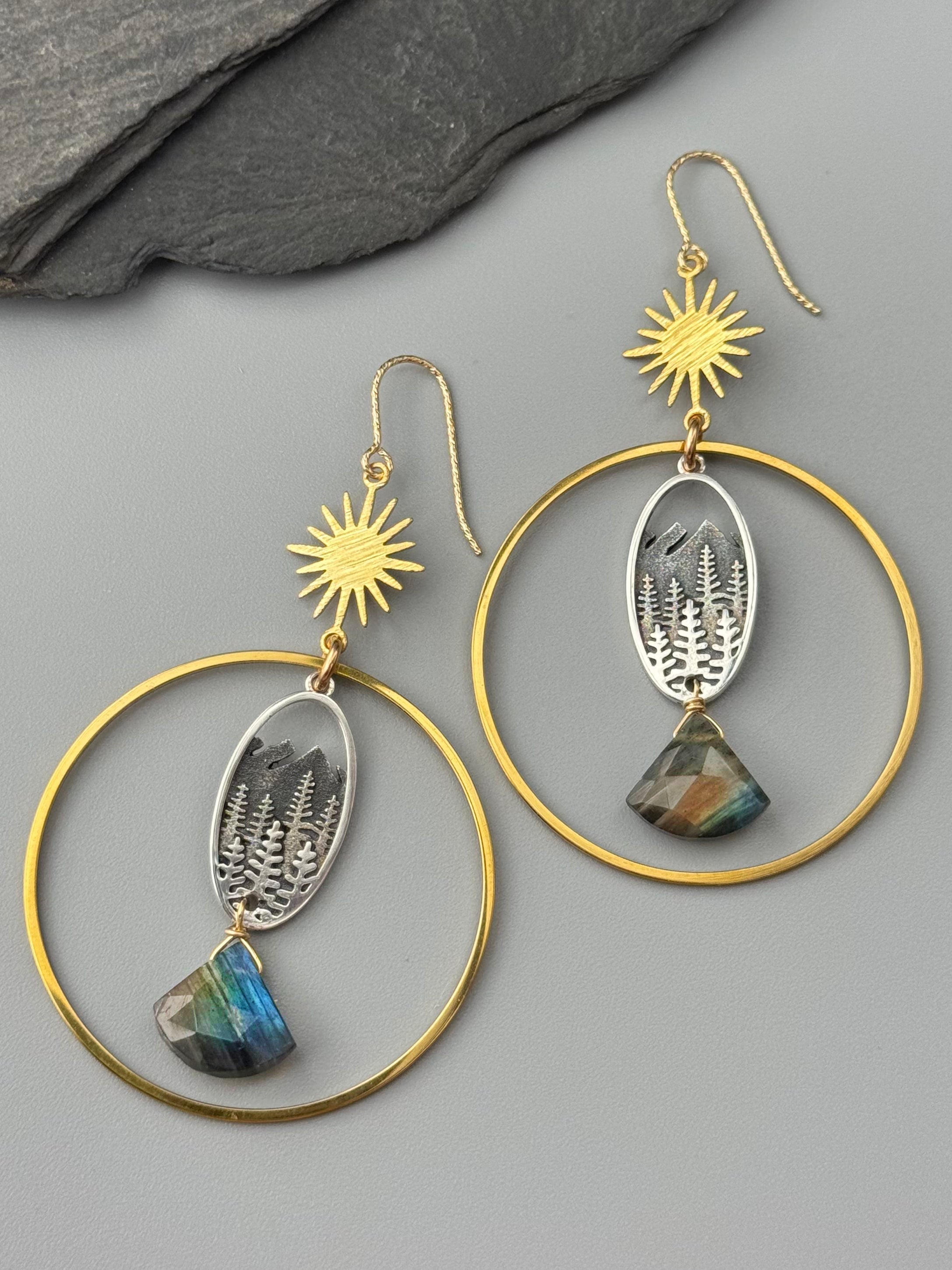•SUNNY COVE HOOPS• labradorite + mixed metal earrings