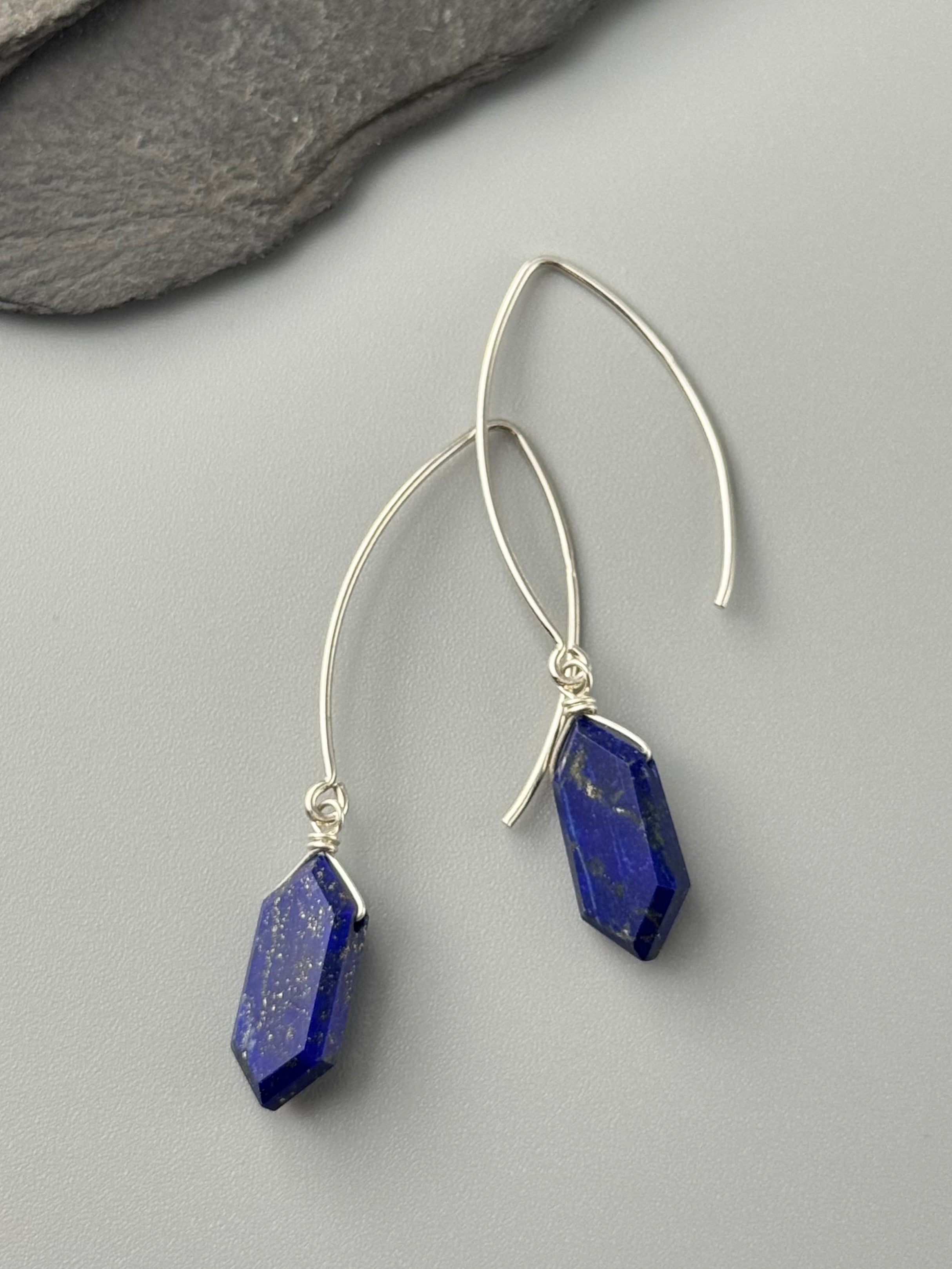 •STRAY• lapis lazuli + silver earrings