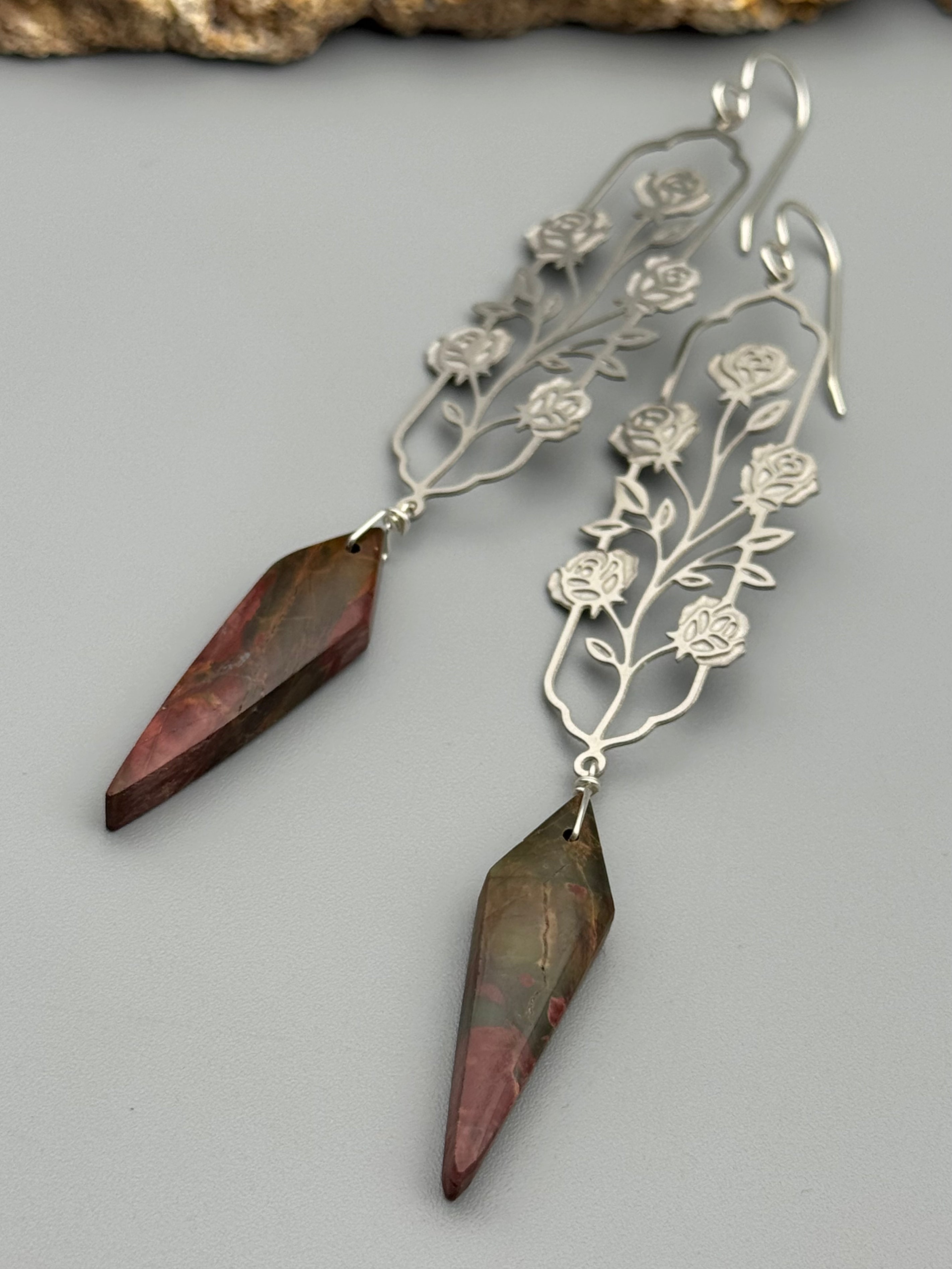 •DON JUAN• red creek jasper + silver earrings