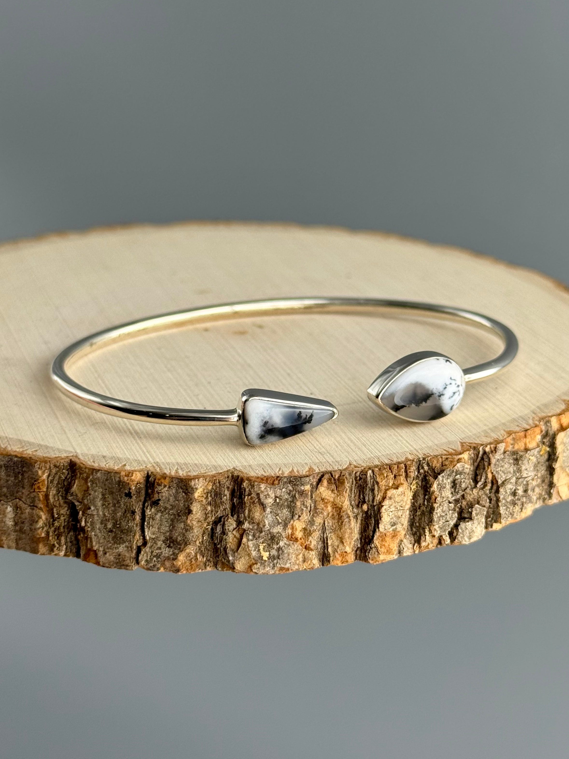 •FANG + TEAR• dendritic opal + silver twist-on cuff bracelet