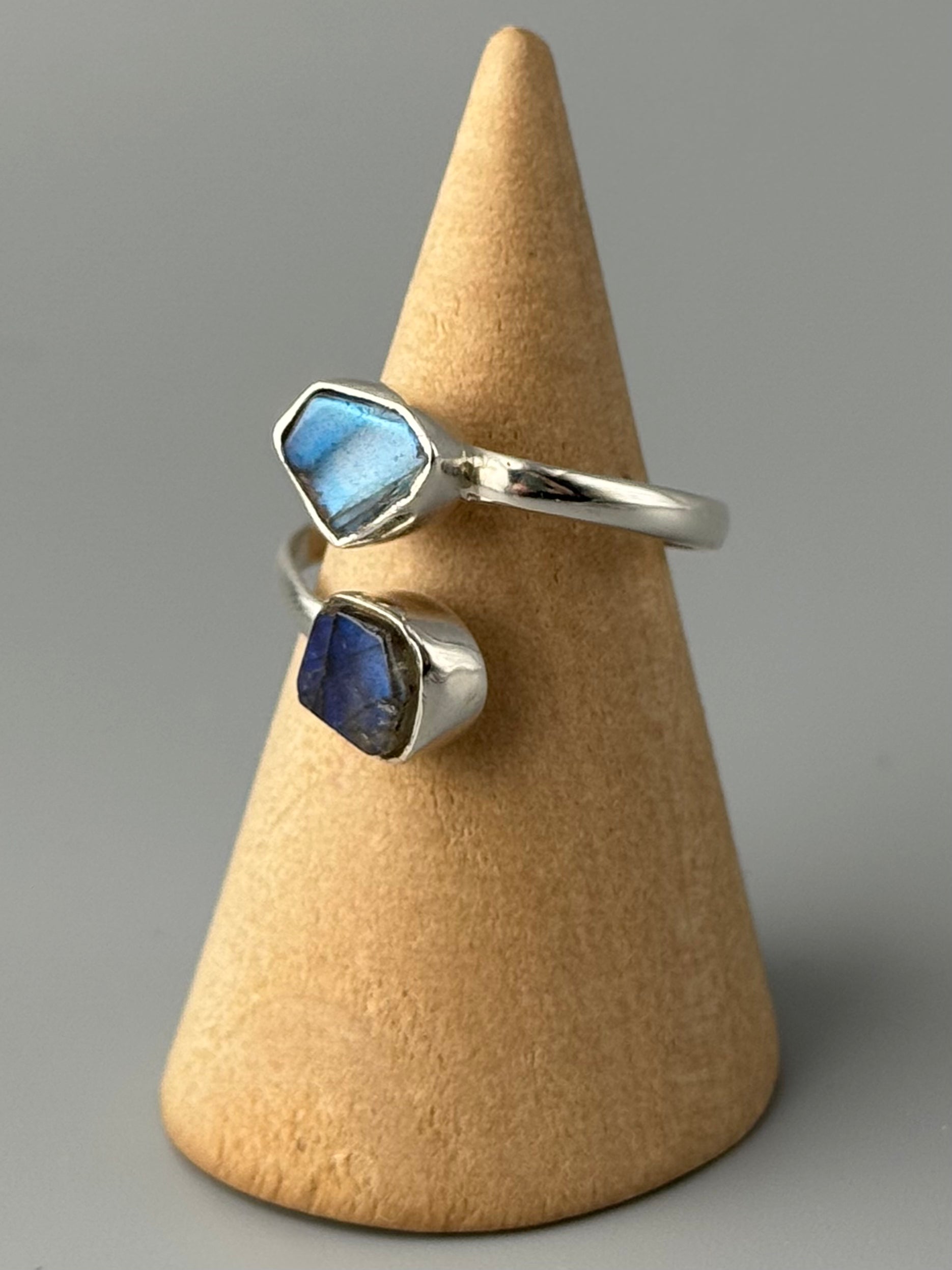 •LABRADORITE - LIL' FREEFORMS• adjustable silver ring (various sizes)