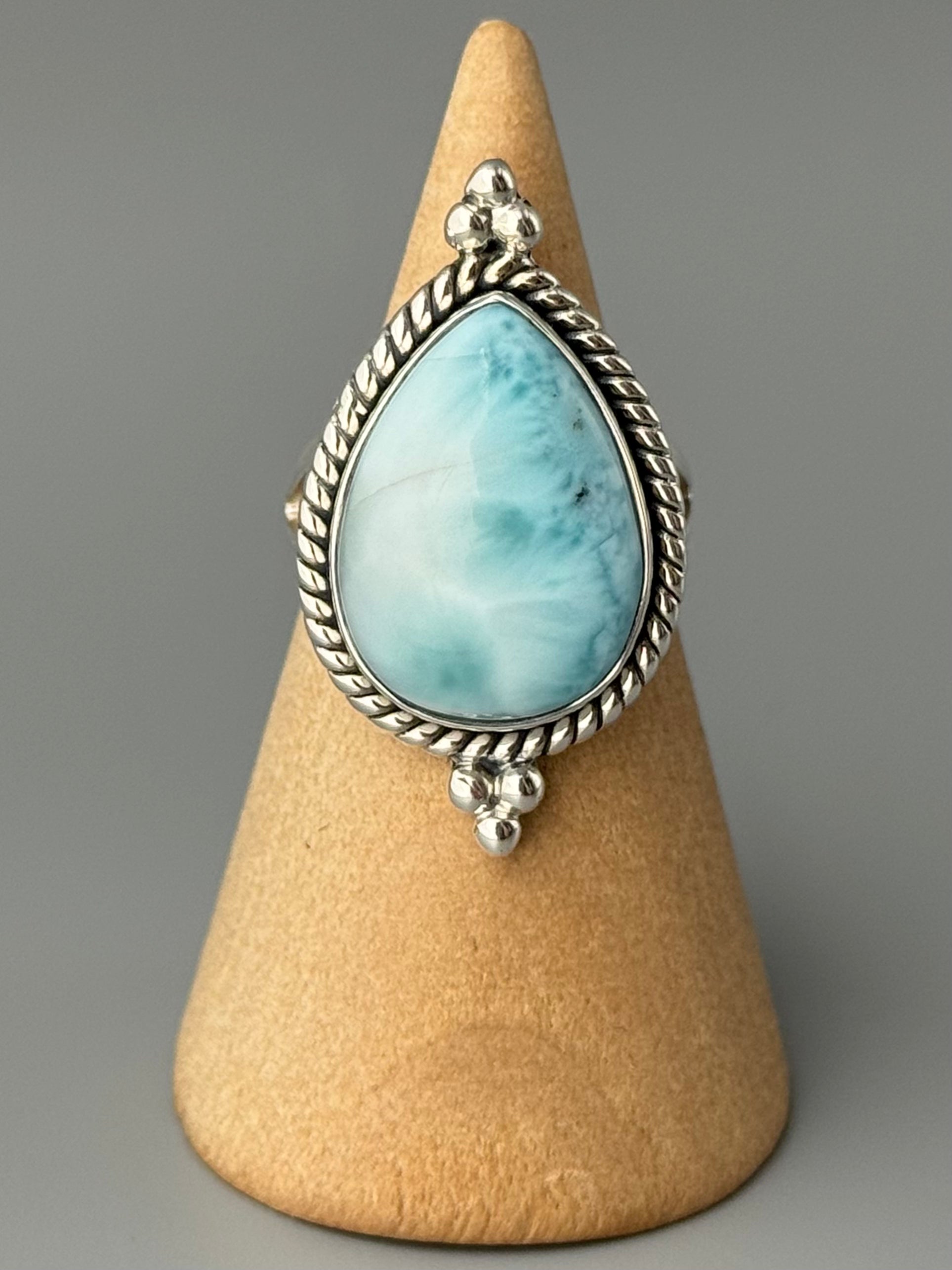 •LARIMAR - VANITY• roped bezel silver ring (various sizes)