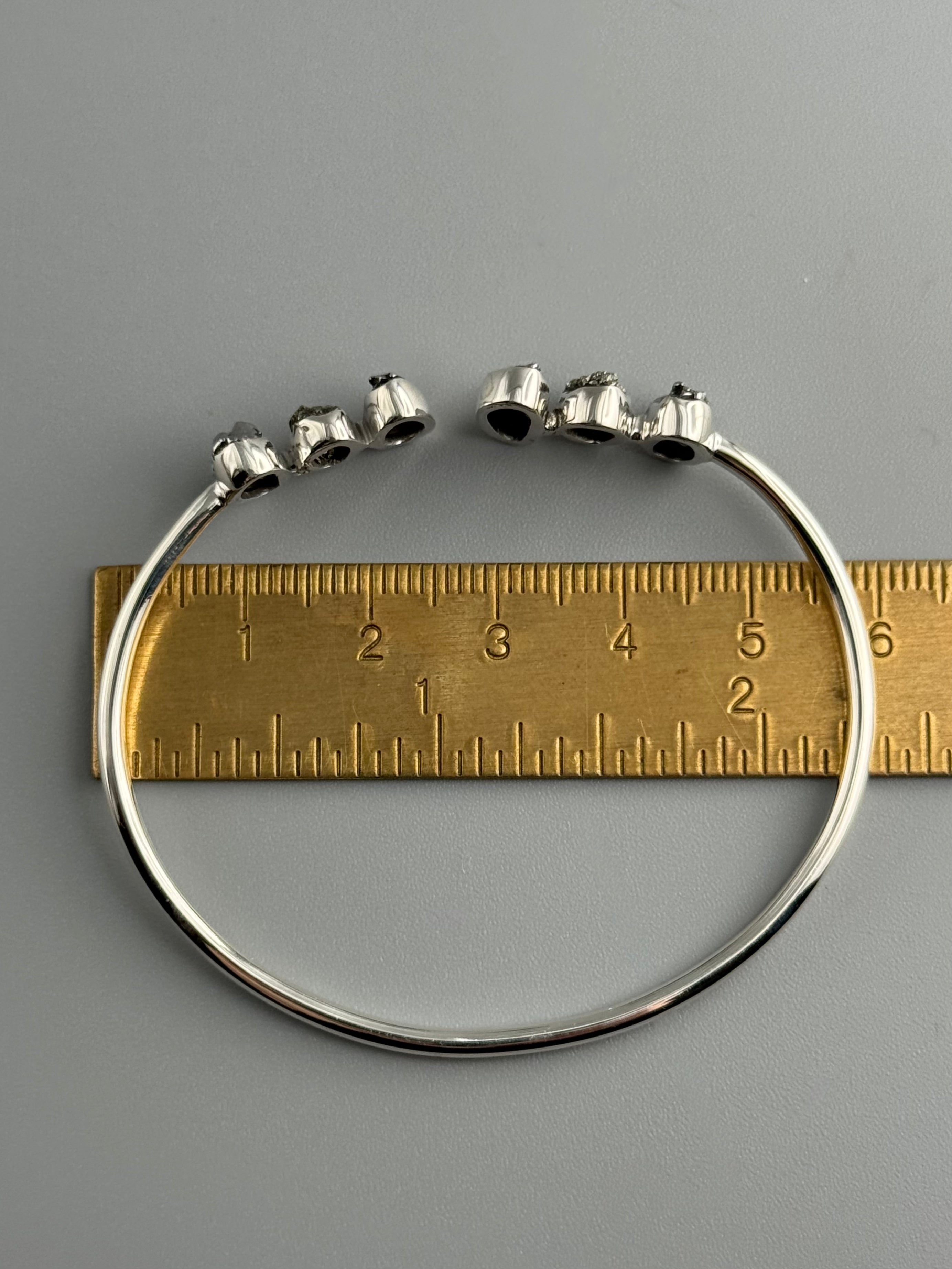 •CAIRN• pyrite + meteorite + silver twist-on cuff bracelet