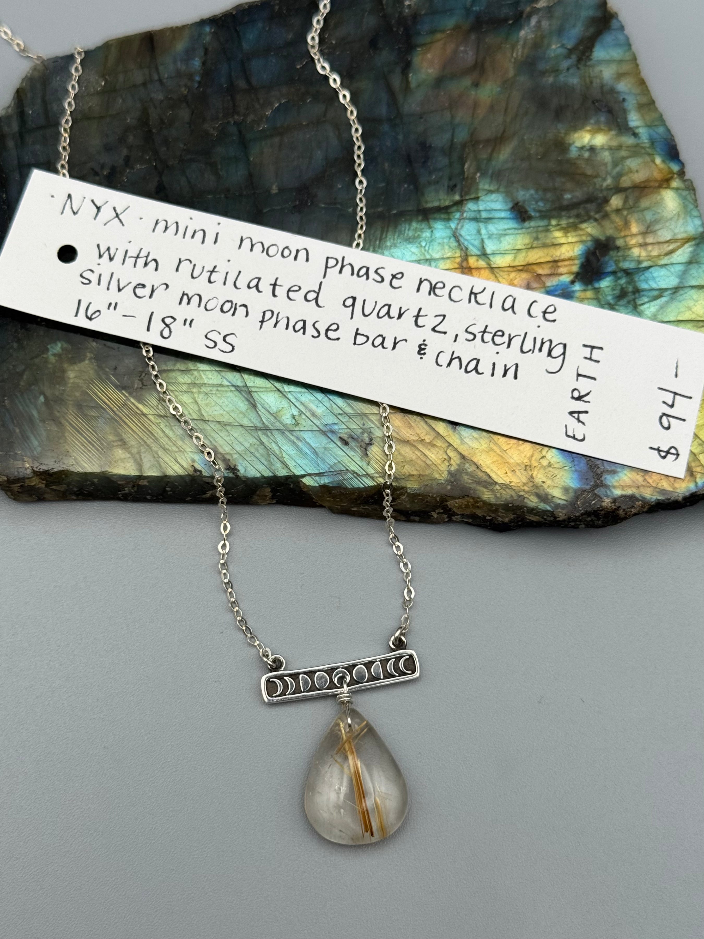 •NYX• rutilated quartz + silver necklace (16"-18" long)