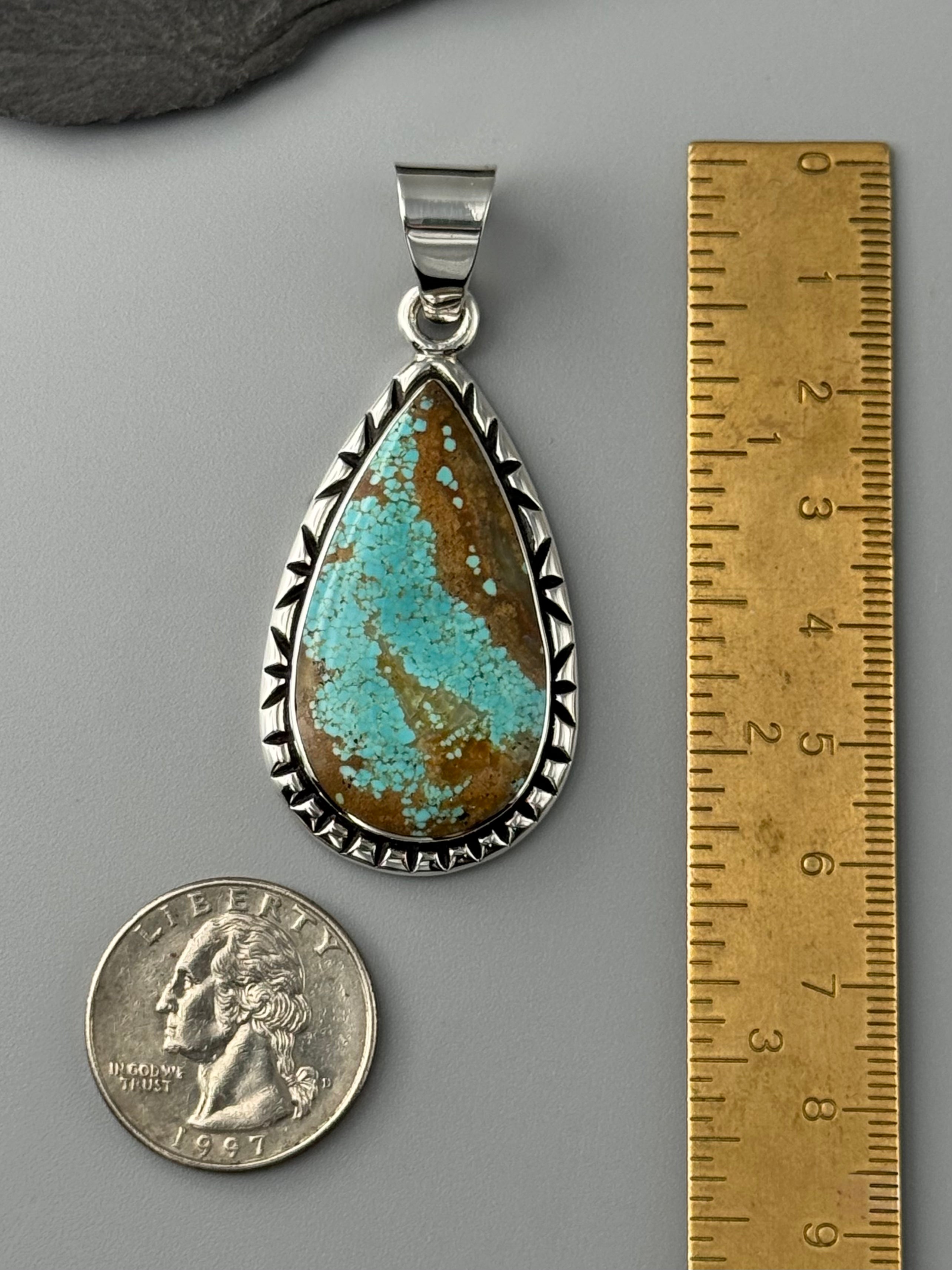 •#8 TURQUOISE - SNAKE WISDOM - 2• Navajo sterling silver pendant