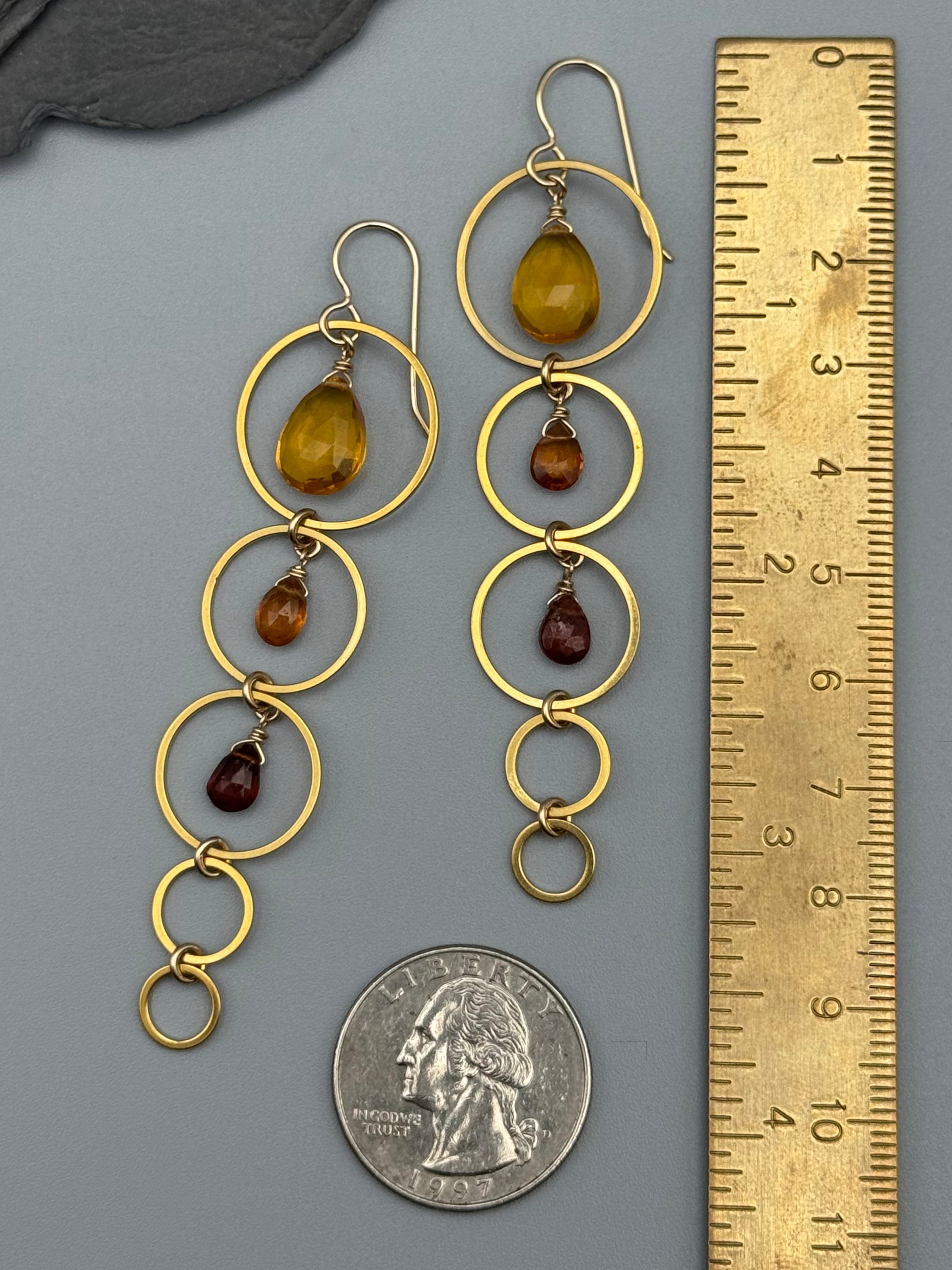 •10 OF CUPS• citrine + hessonite garnet gold earrings