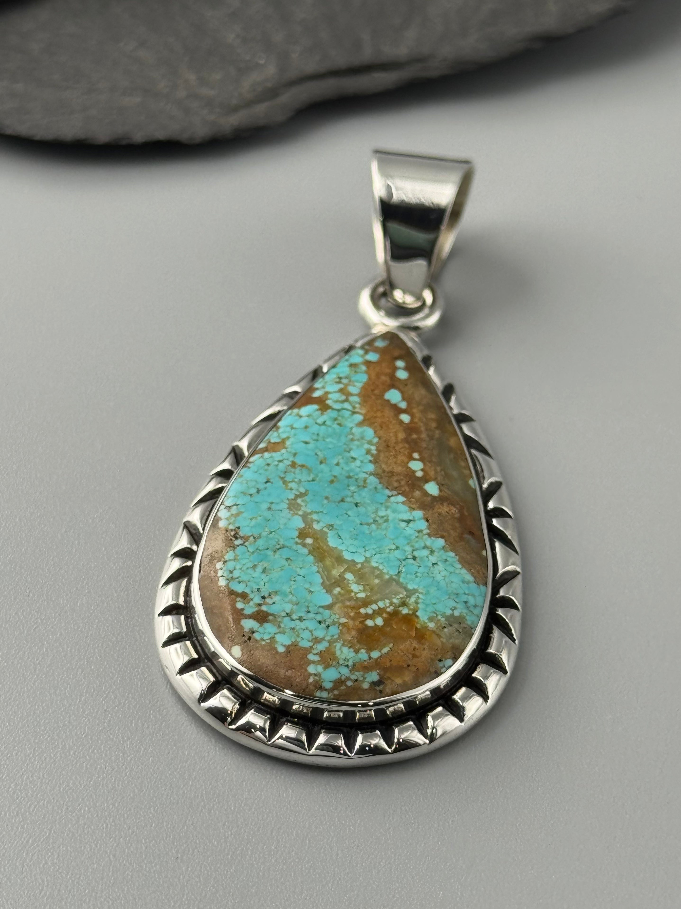 •#8 TURQUOISE - SNAKE WISDOM - 2• Navajo sterling silver pendant