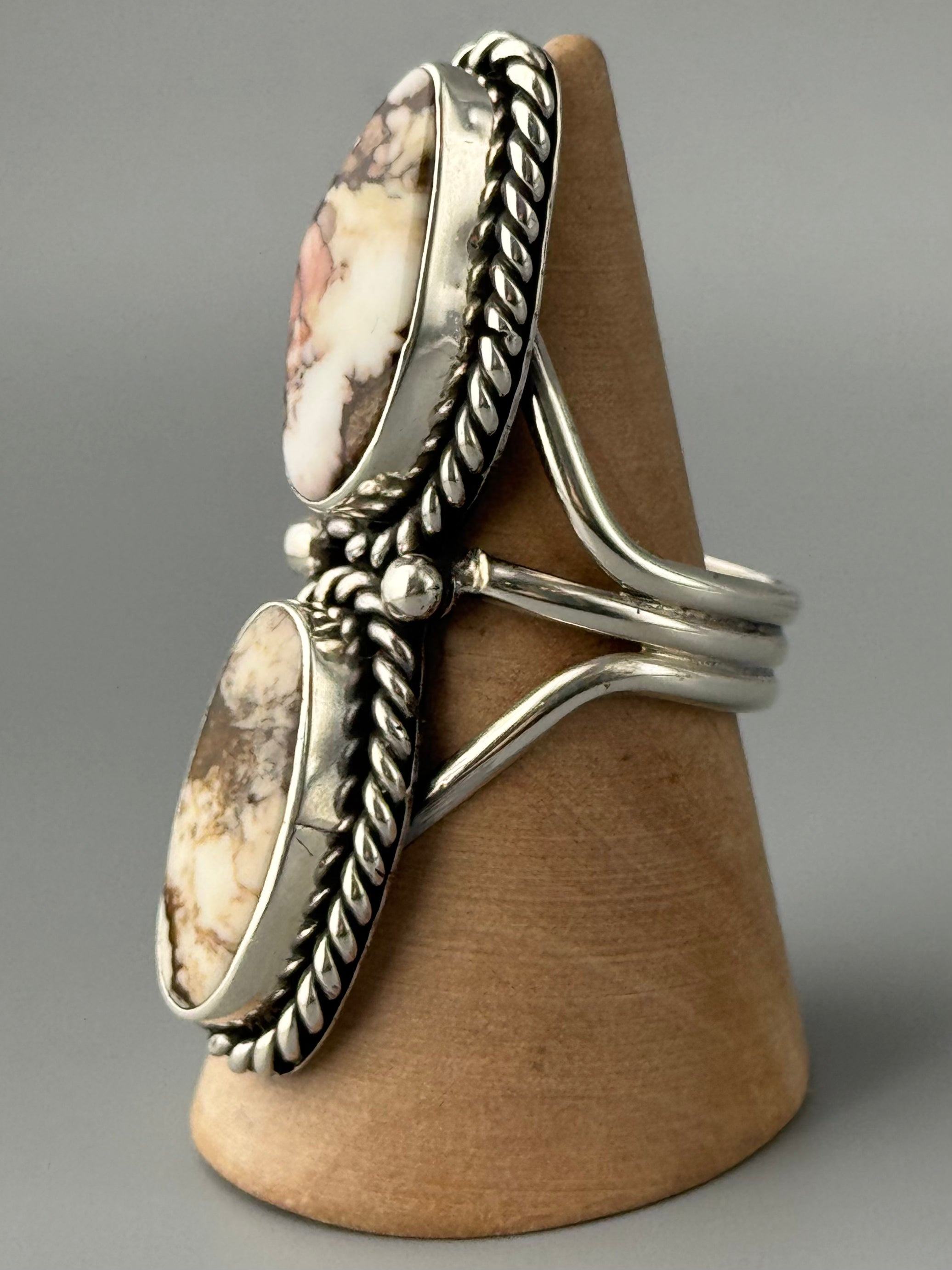 •WILD HORSE JASPER - NAAKI• Navajo silver ring (size 9.5)