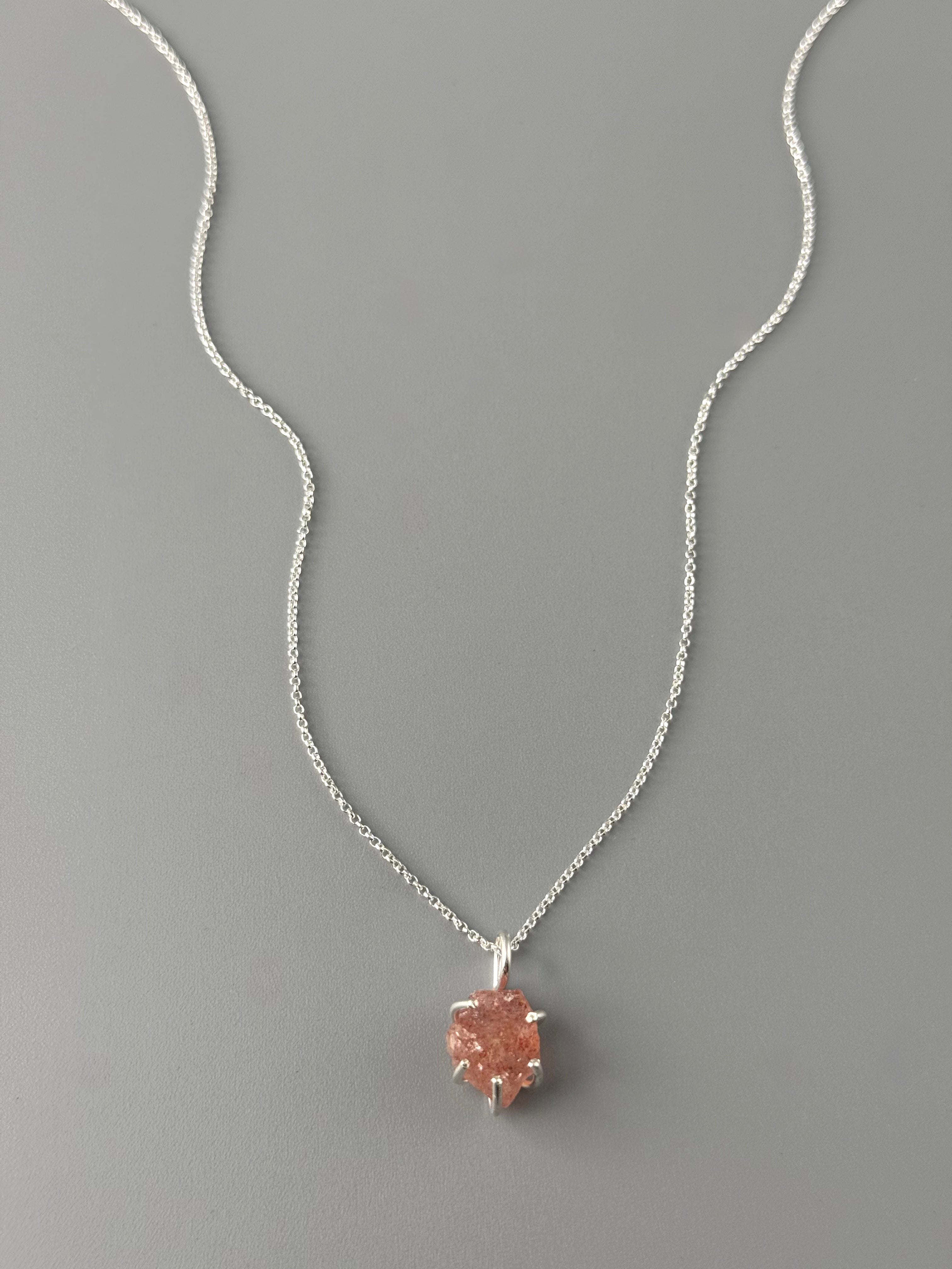 •CRADLE• rose quartz + silver necklace (18" long)