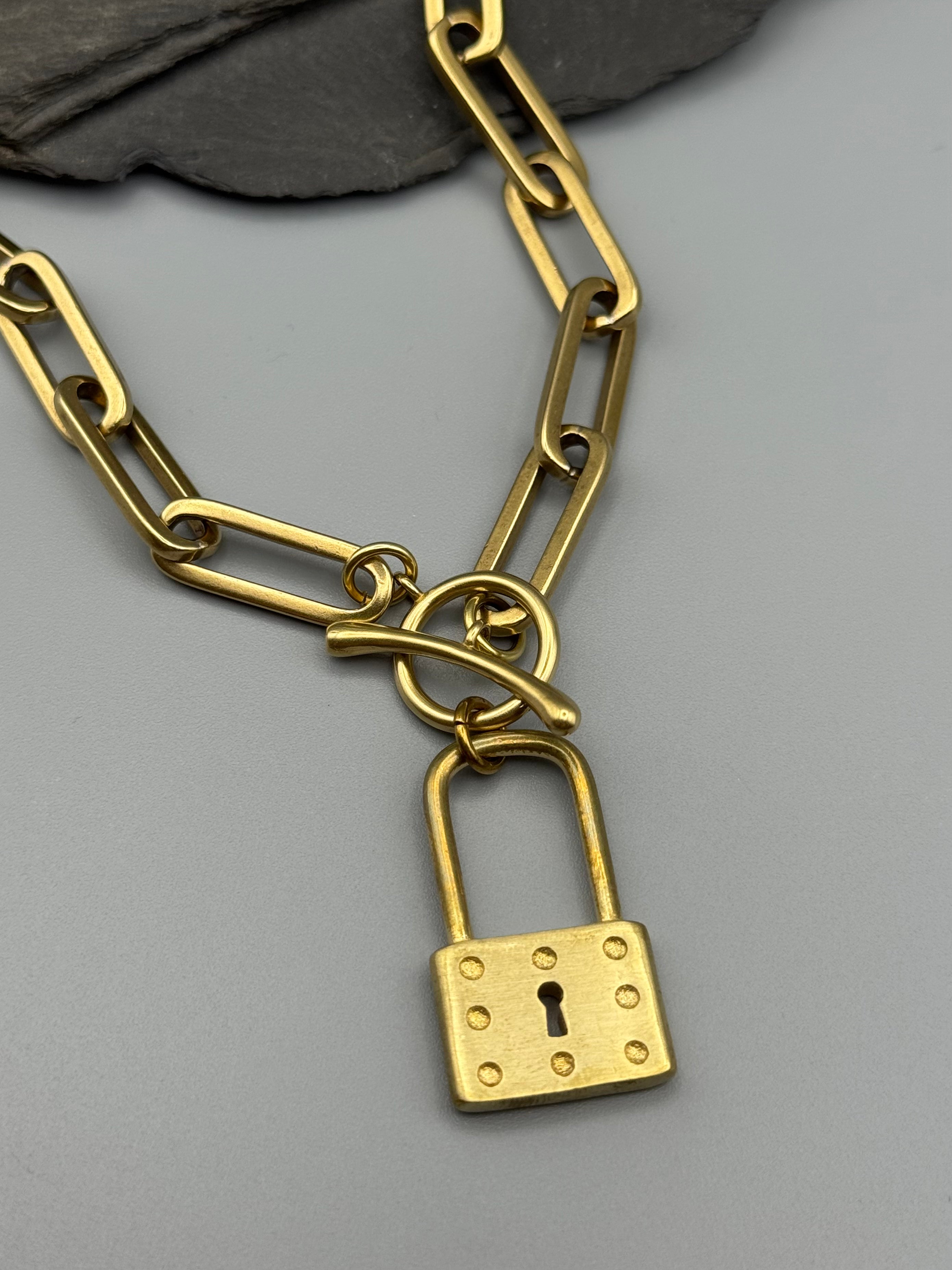 •SAFE• brass necklace (18" long)