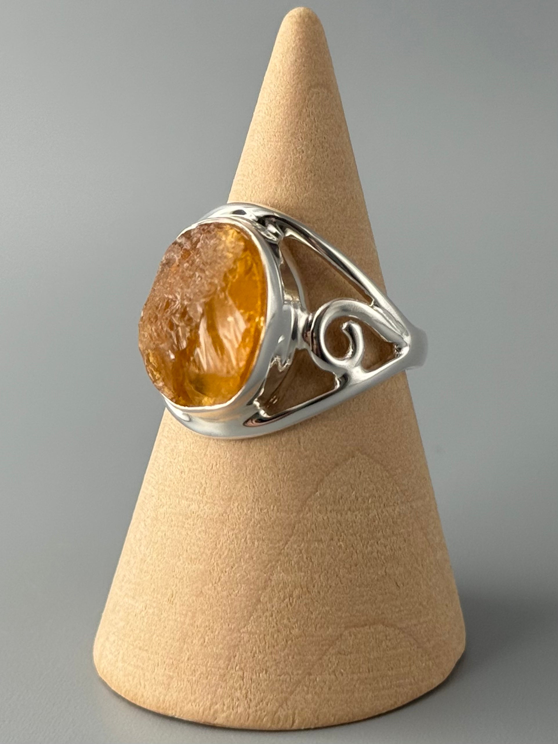 •CITRINE - CLARA• decorative band silver ring (various sizes)