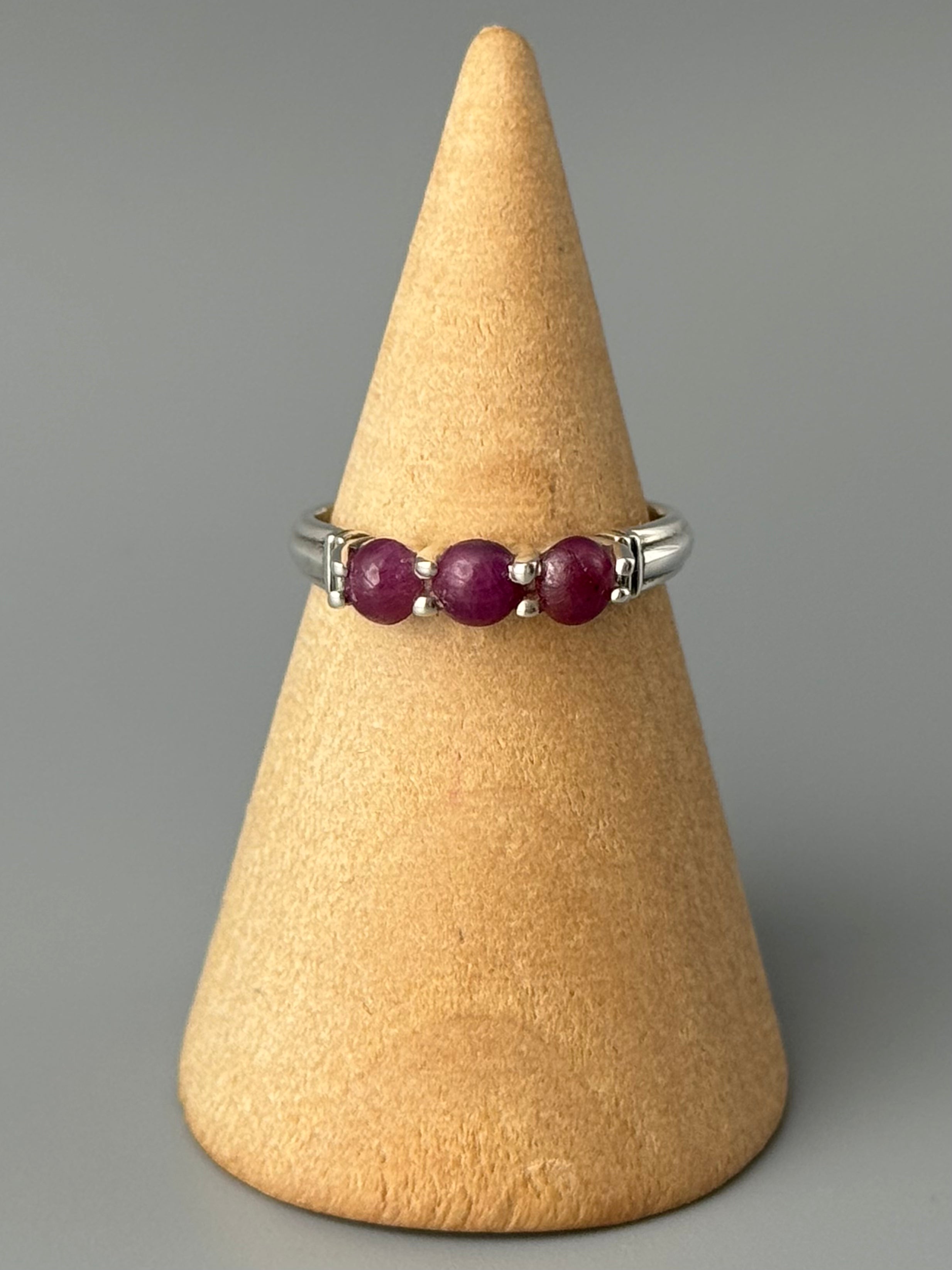 •RUBY - TRIPLET• prong set silver ring (various sizes)