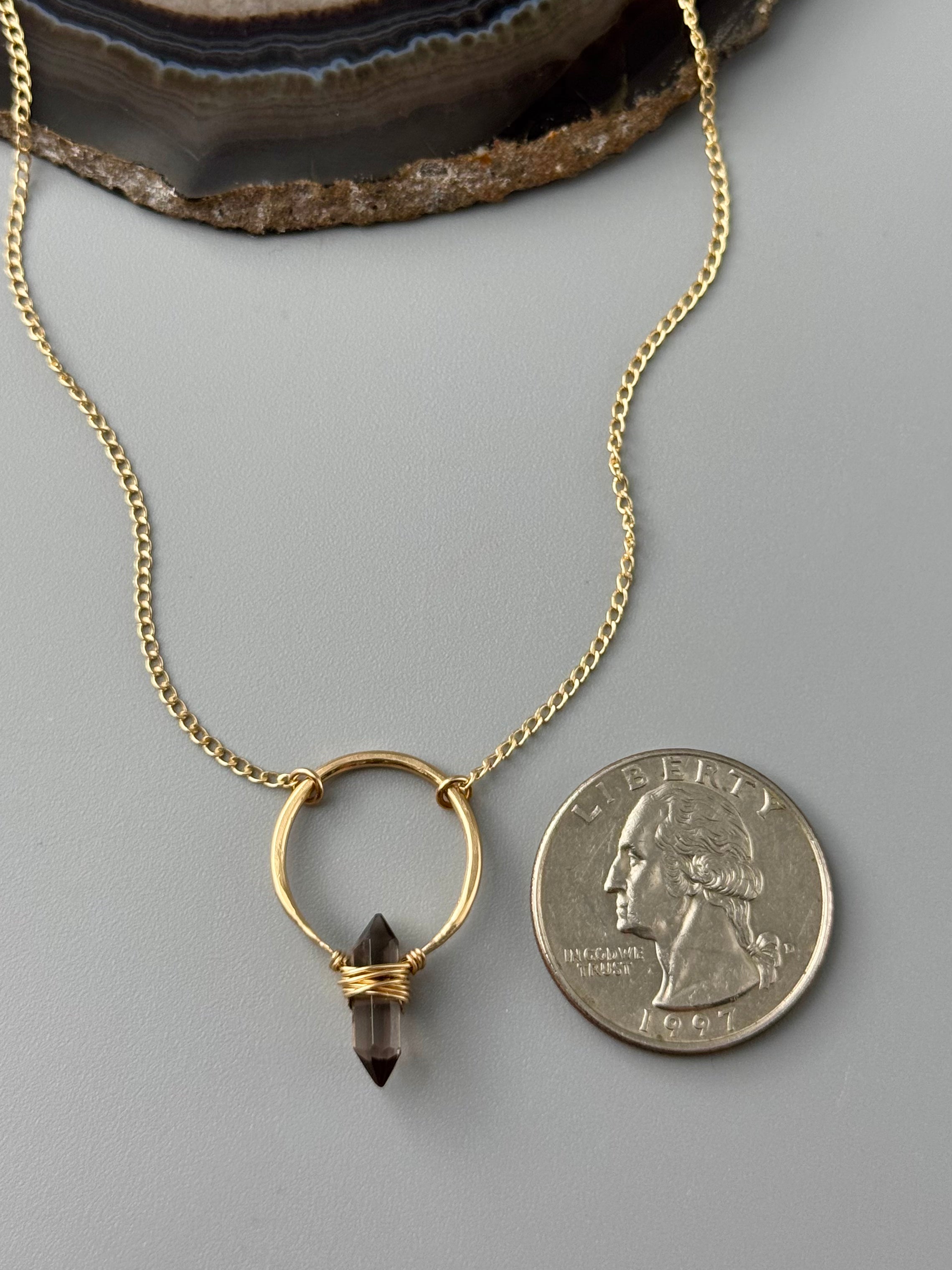 •CREST• smoky quartz + gold necklace (various lengths)