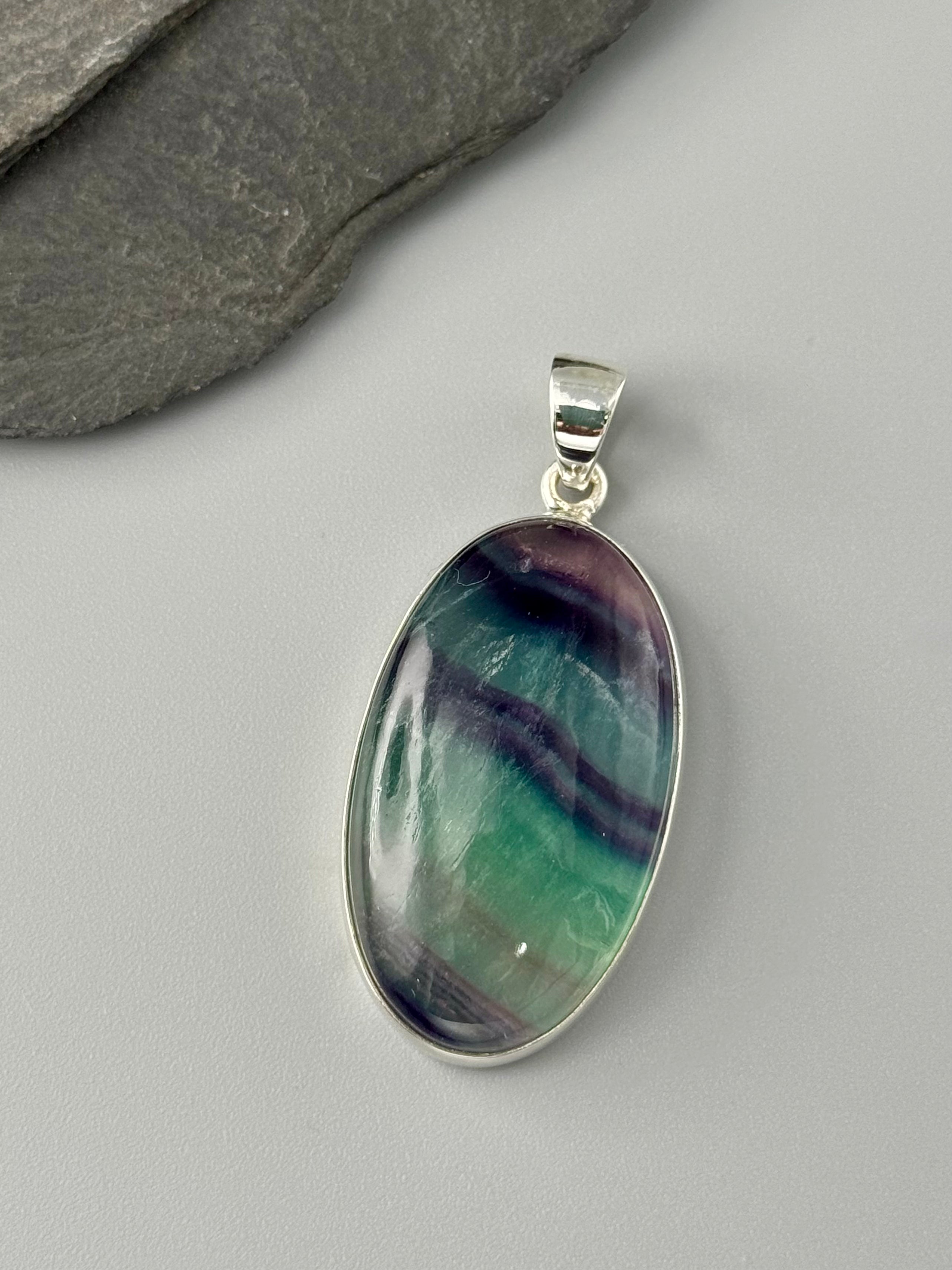 •FLUORITE OVAL - 4• sterling silver pendant