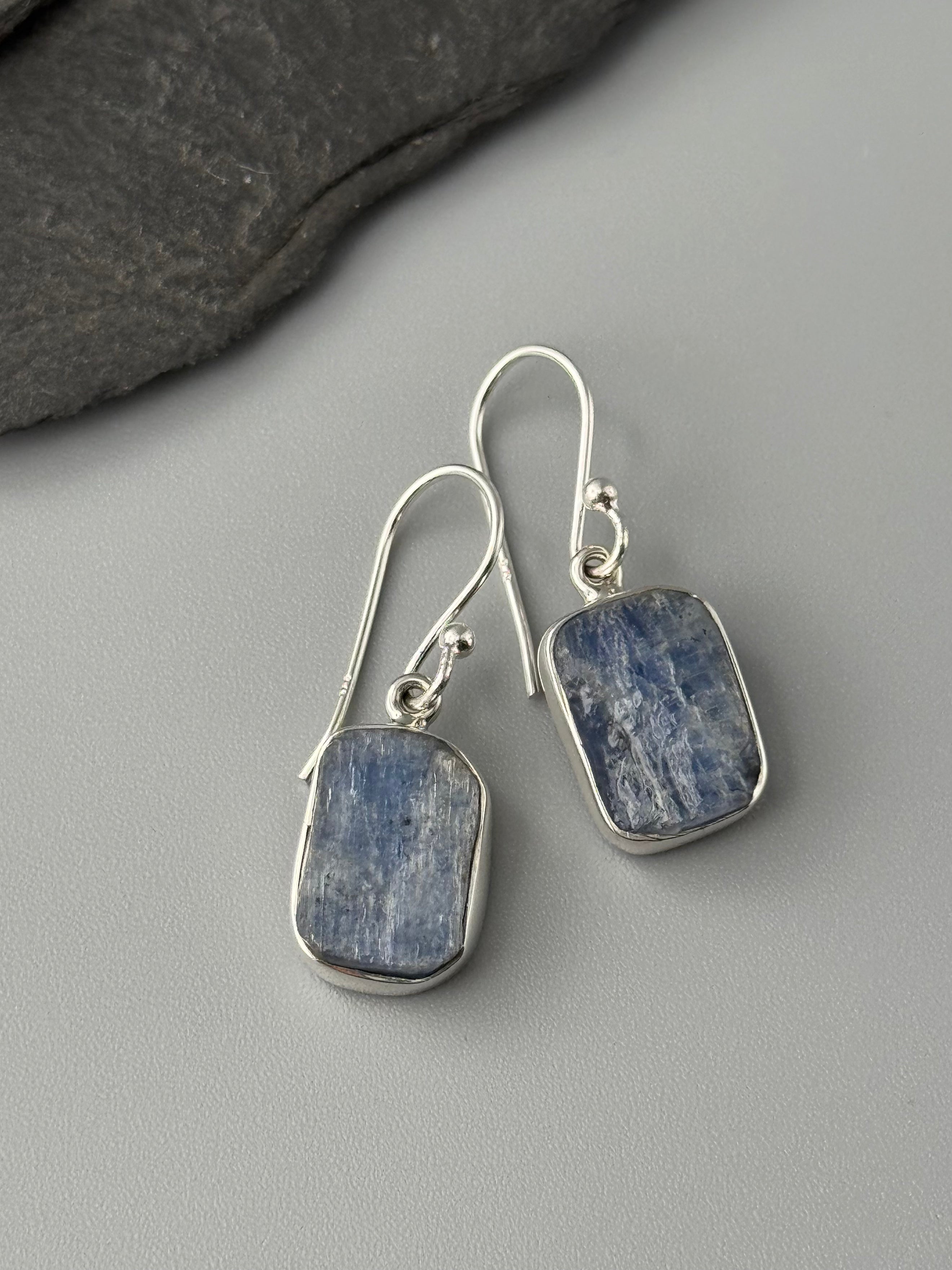 •KYANITE - FREEFORMS• silver dangle earrings