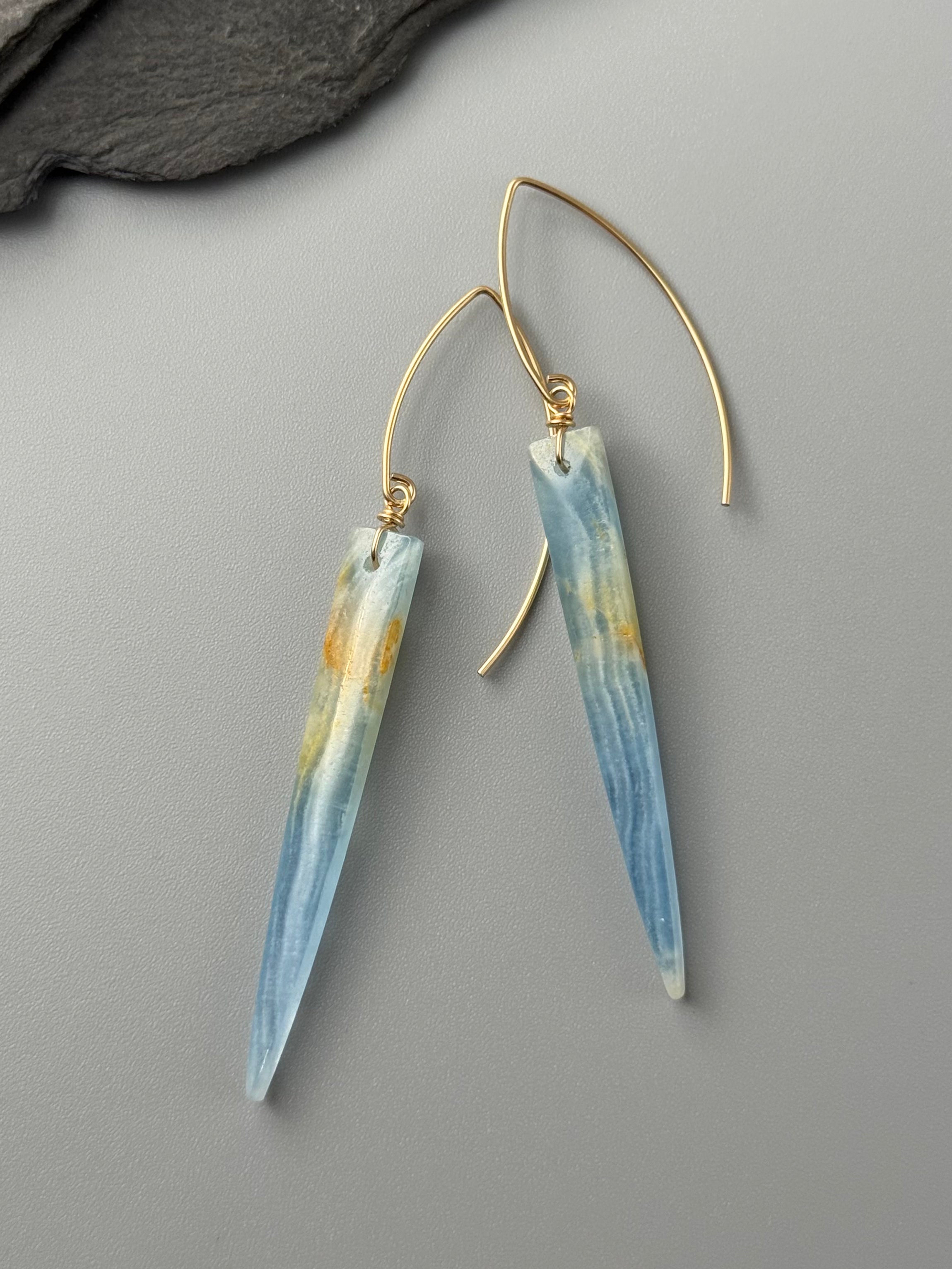 •STRAY• blue calcite + gold earrings