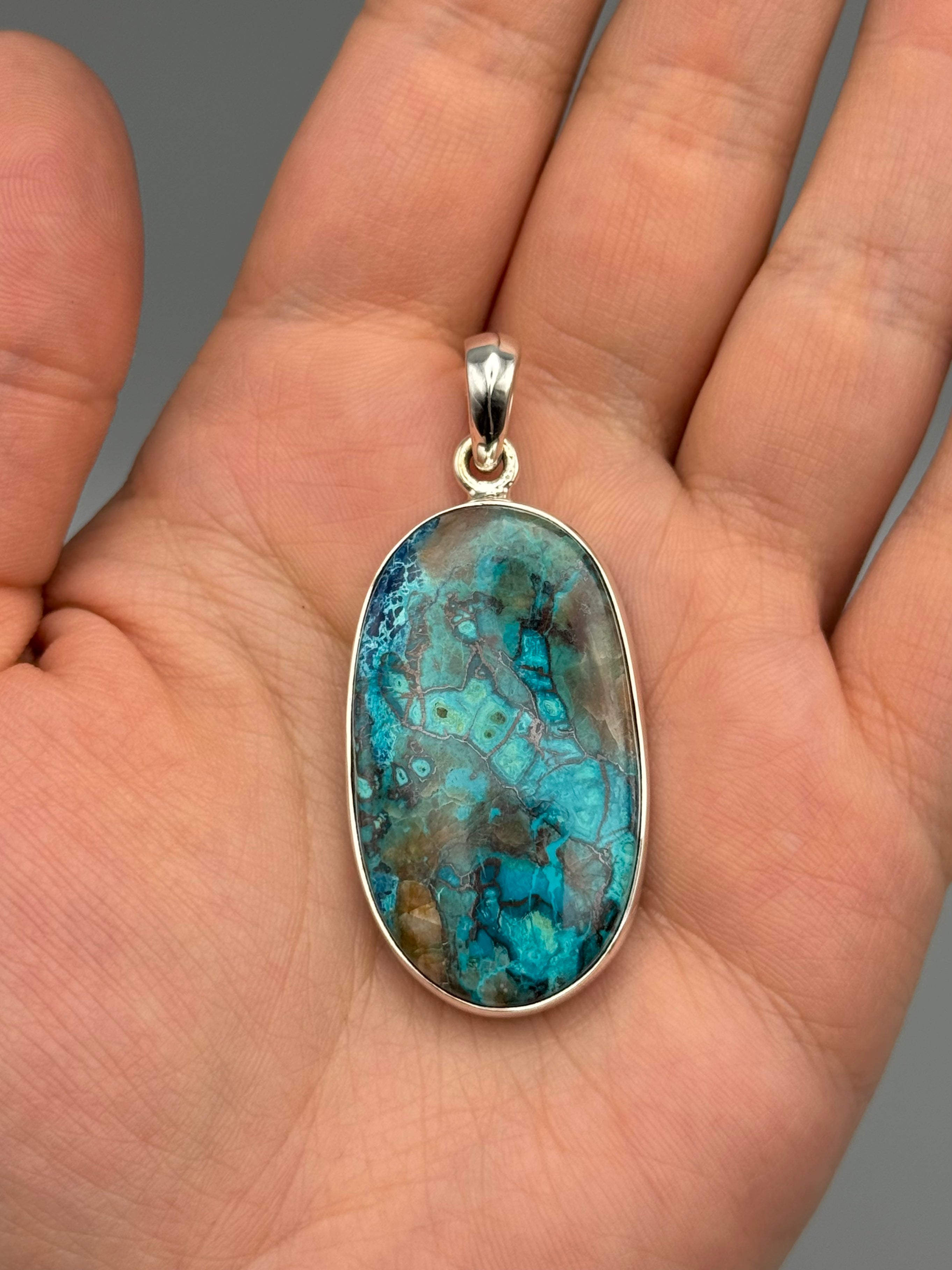 •SHATTUCKITE - MEDIUM OVAL• sterling silver pendant