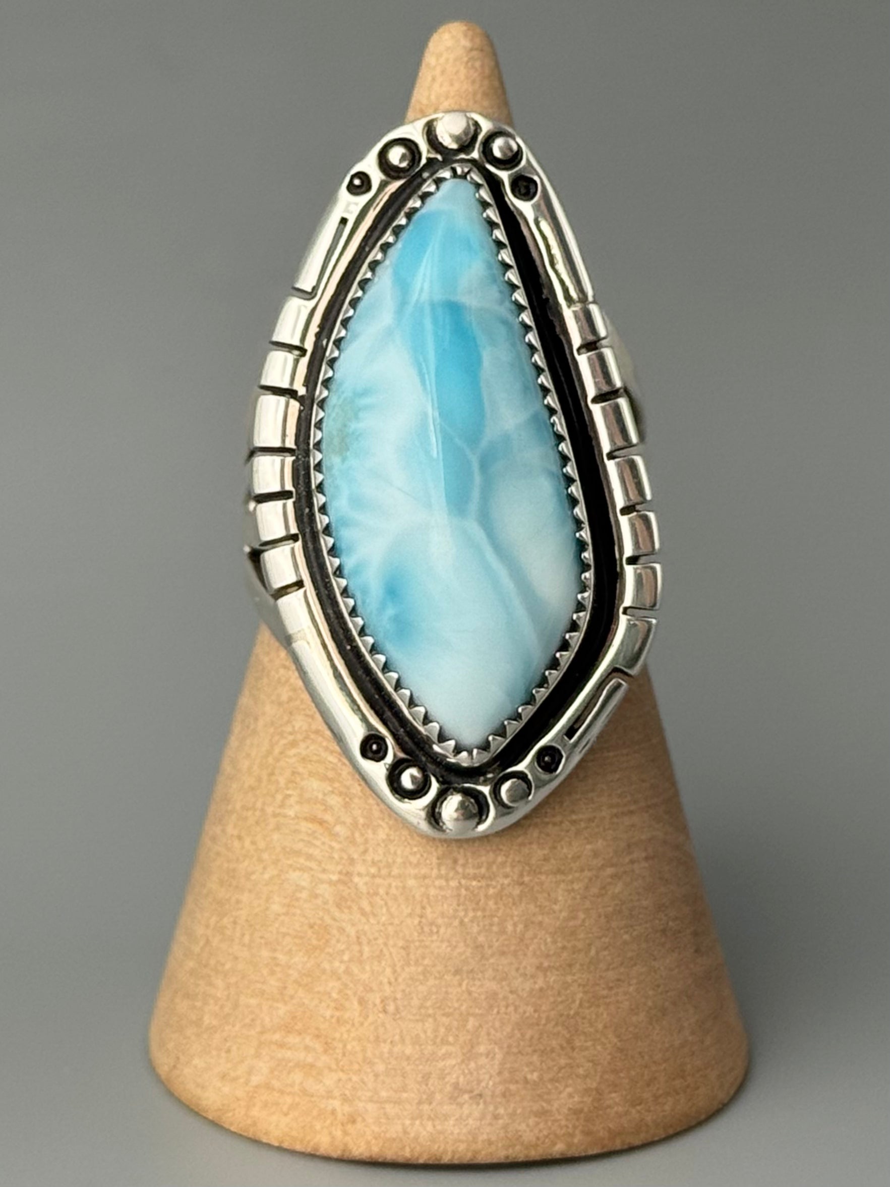 •LARIMAR - ORENDA• Navajo silver ring (size 7.5)